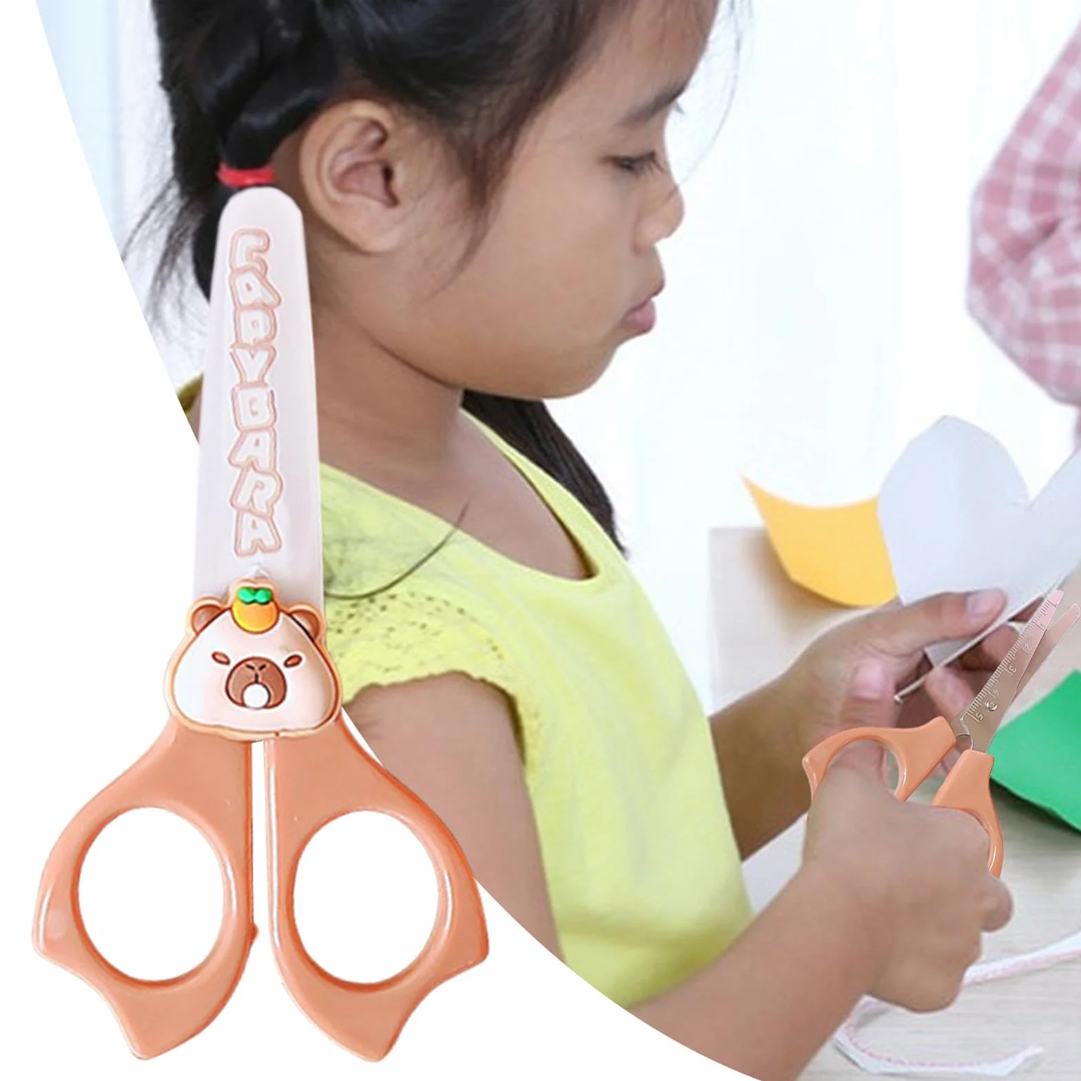 Cute Capybara Scissors, Nożyczki dla dzieci - Cute Capybara Round Tip Bezpieczeństwo Nożyczki do przedszkola | Artykuły do aktywności dla dzieci, torebka antypoślizgowa dla studentów, narzędzia