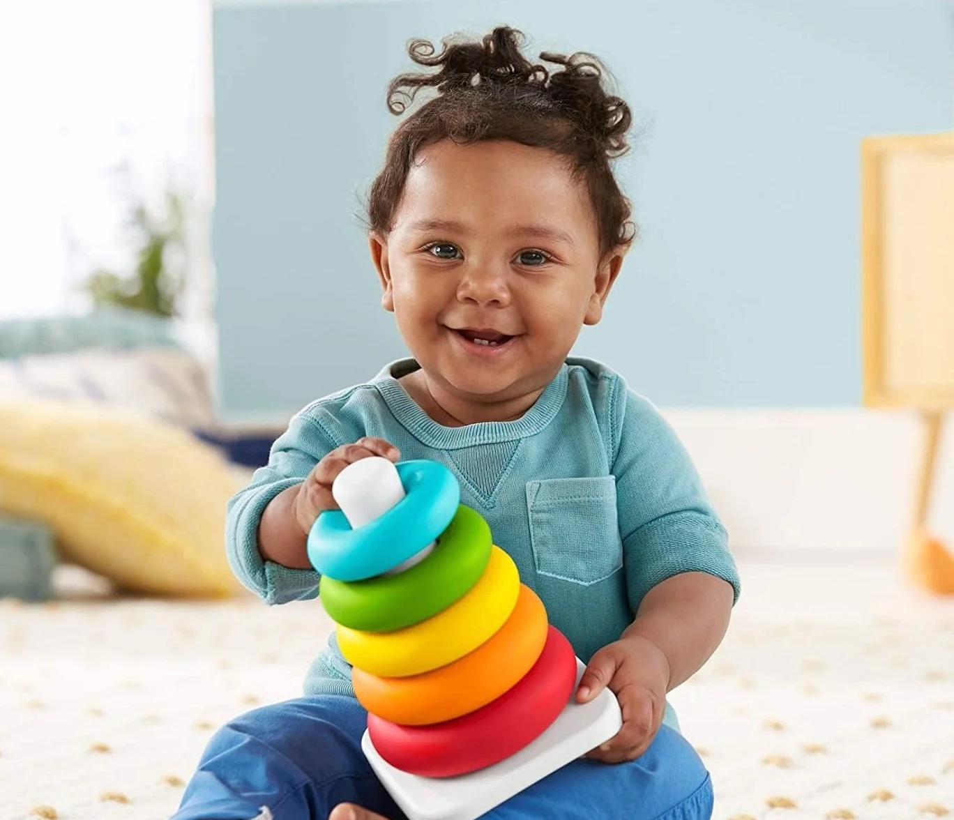 Fisher-Price Rock-A-Stack Zabawka Piramidka, Wielokolorowy, Od 6 Miesięcy