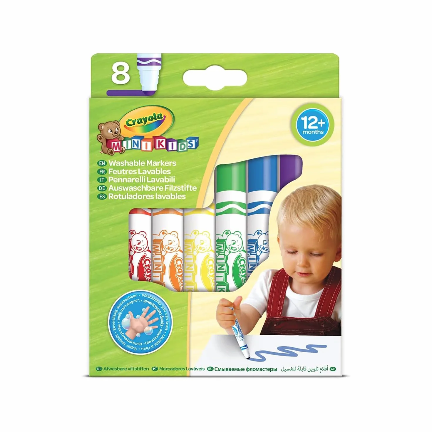 Crayola 8325 Flamastry Zmywalne, Wielokolorowy, 12 sztuk