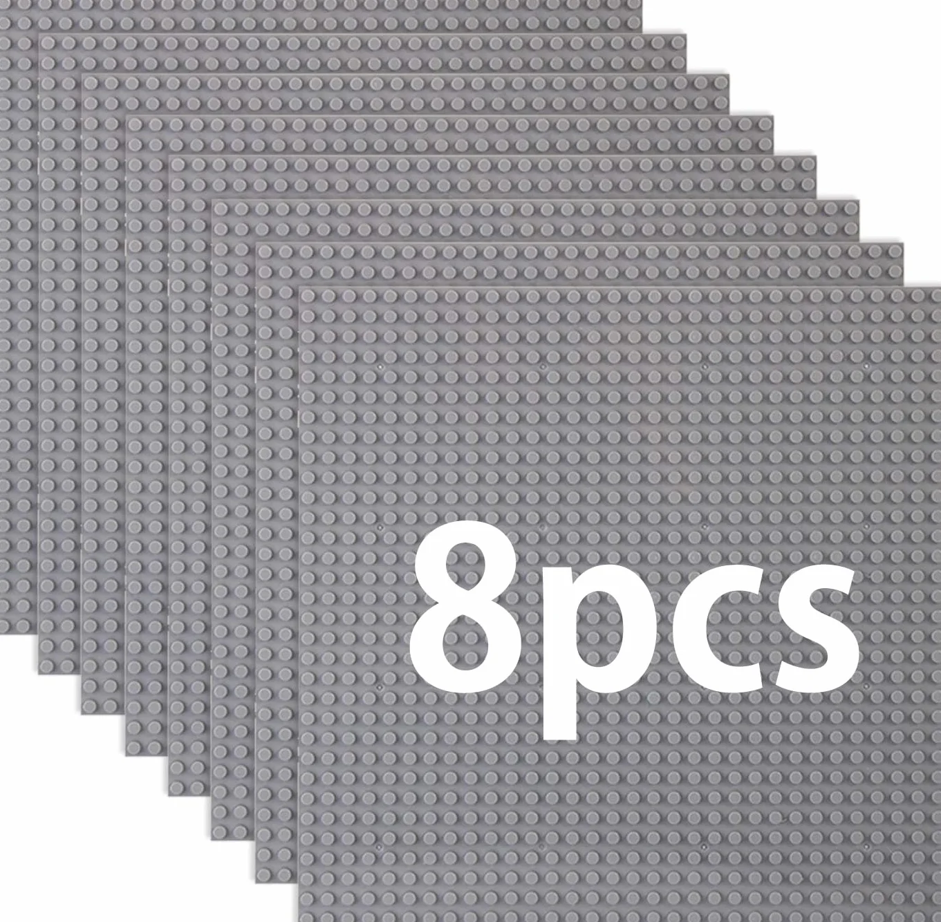 Zestaw 8 płyt budowlanych kompatybilnych z większością marek, Classic z klocków, płyta podstawowa, kompatybilna z płytą konstrukcyjną Lego Classic, 25,5 x 25,5 cm, szara płyta bazowa