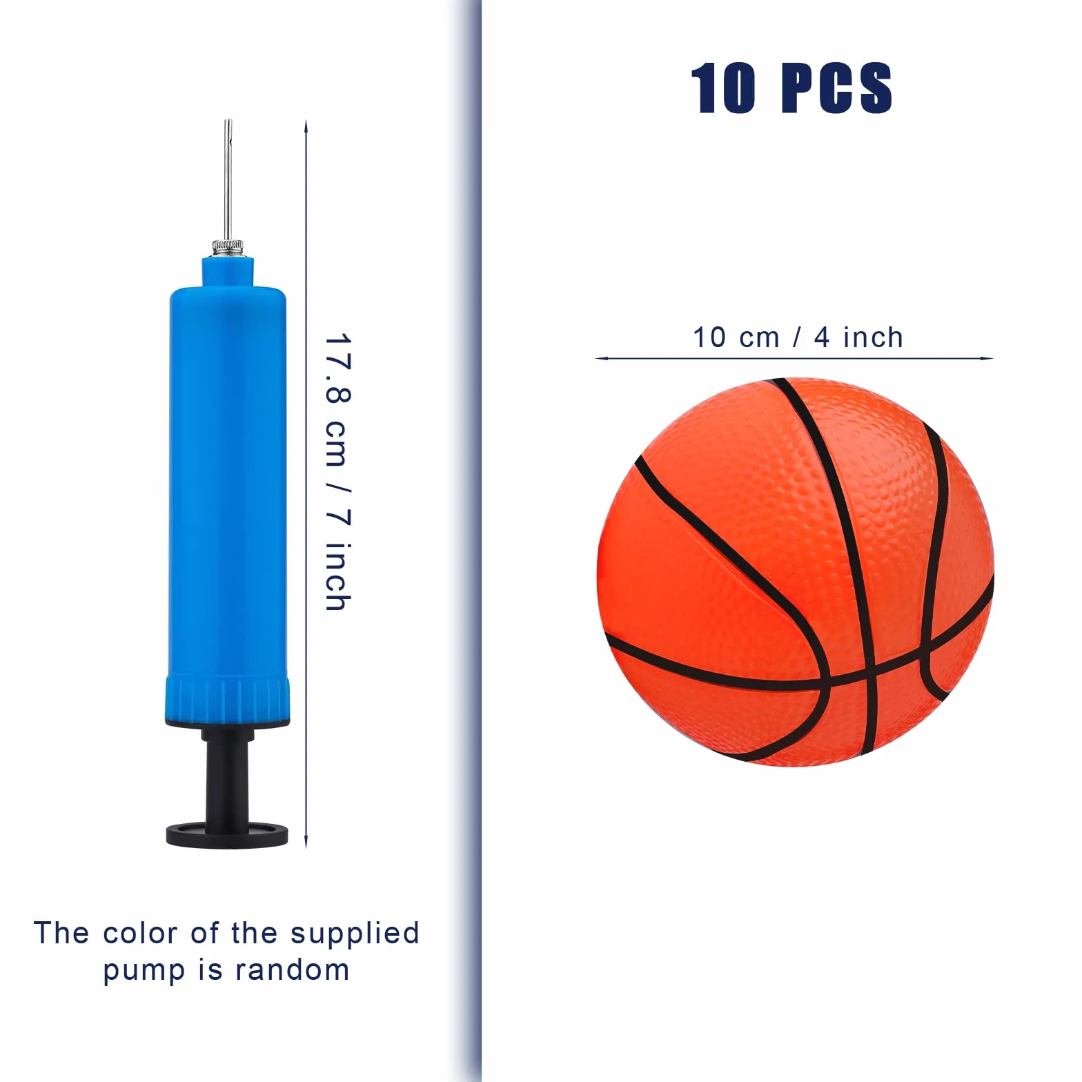 AIEX 10 Szt. 10 cm Mini Dmuchane Pilki do Koszykówki, Guma Mini Zabawka do Koszykówki z Inflatorem, Dmuchana Koszykówka Plazowa dla Dzieci Granie Cwiczenia (Pomaranczowy)