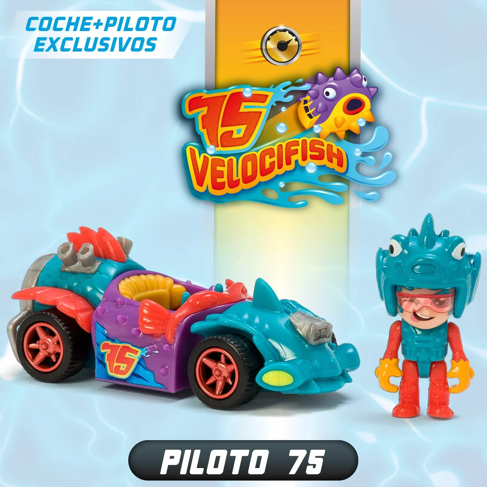 T-Racers Mega Wheels T-Shark, Wyrzutnia samochodów z 1 ekskluzywnym kierowcą i 1 ekskluzywnym pojazdem. Kompatybilny z innymi samochodami z serii T-Racers.