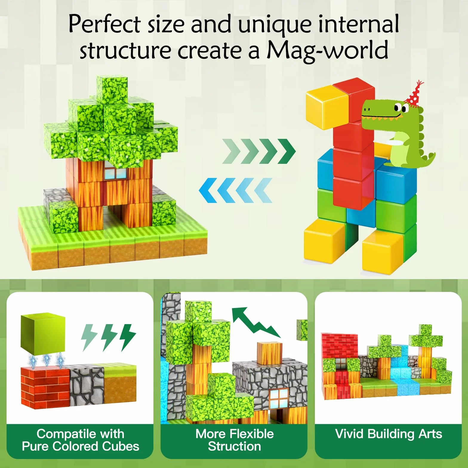 Bloki magnetyczne - Build Mine Magnet World Edition, magnetyczne zabawki dla chłopców