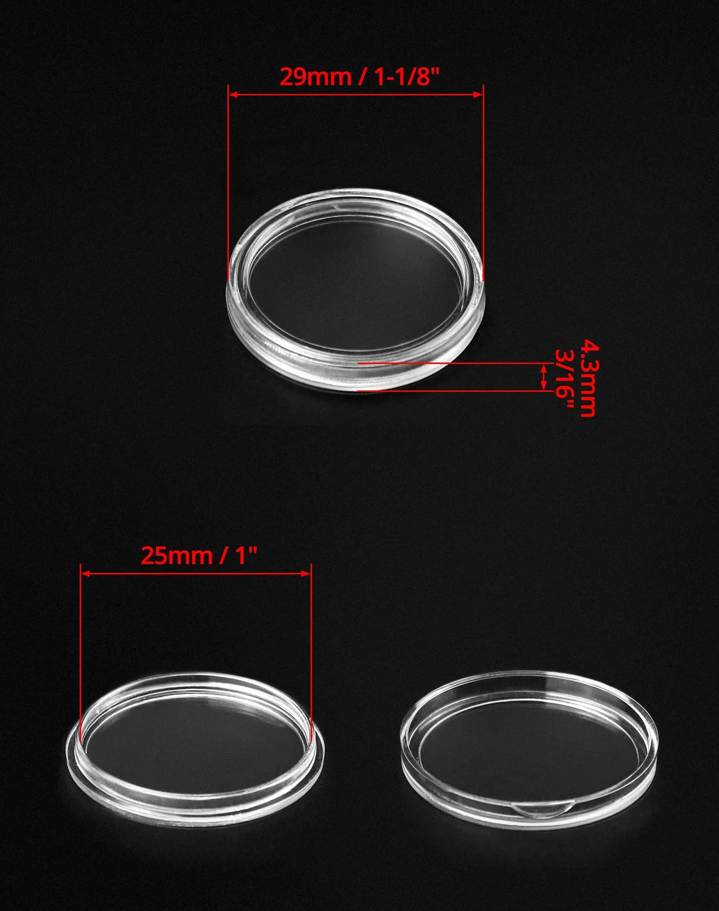 QWORK® 200 szt kapsuł na monety - 25mm - Okrągłe kapsuły na monety do przechowywania monet