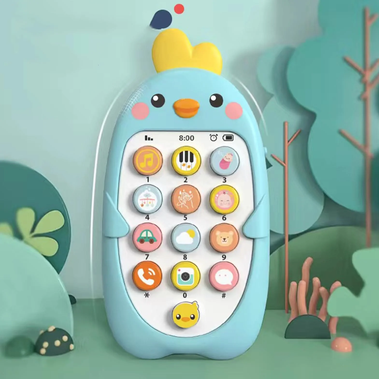 Yctze Zabawki do Telefonów dla Dzieci, Maszyna do Wczesnej Edukacji, Symulacja Muzyki, Zabawka Telefoniczna z Gryzakiem, Zabawka w Jasnych Kolorach, Idealna dla Małych Dzieci w Wieku od 1 3 Lat (BLUE)
