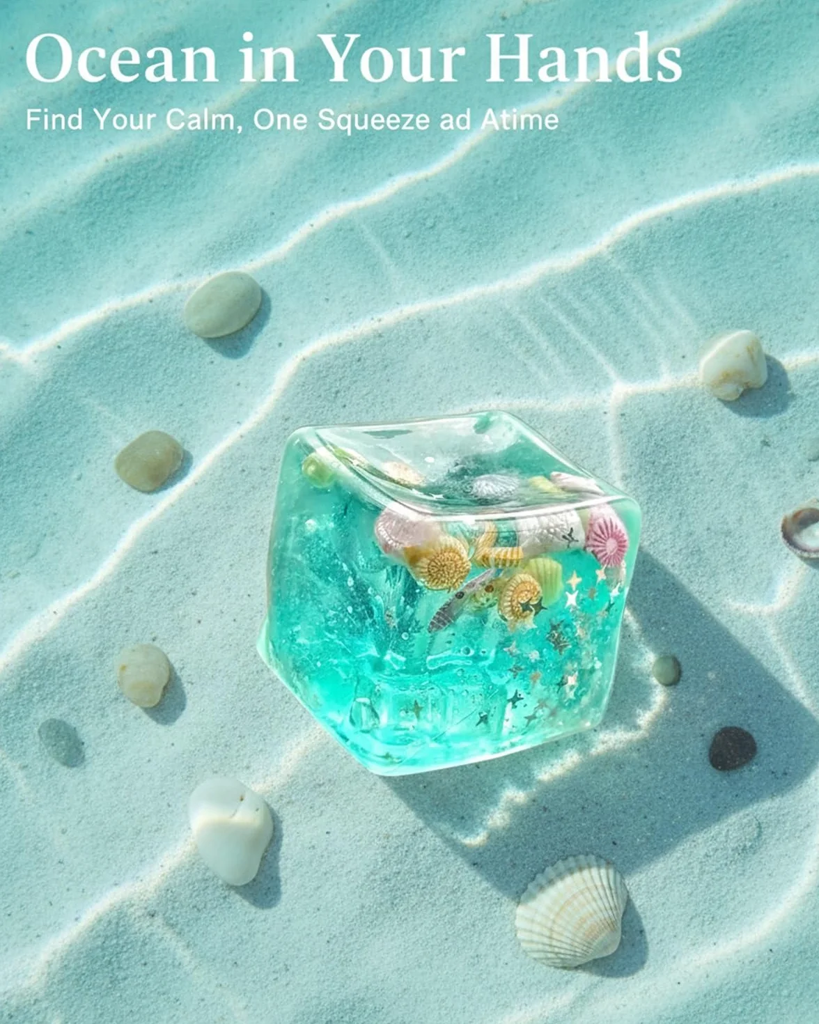 2026 Nowa Squishy Ice Cube, Rozciągliwa Miękka, Powolny Wzrost Squishy Stress Relief Zabawka Sensoryczna Piłka Antystresowa Z Motywem Oceanicznym, Party Favor Ciśnienie Dla Dorosłych(1PC)