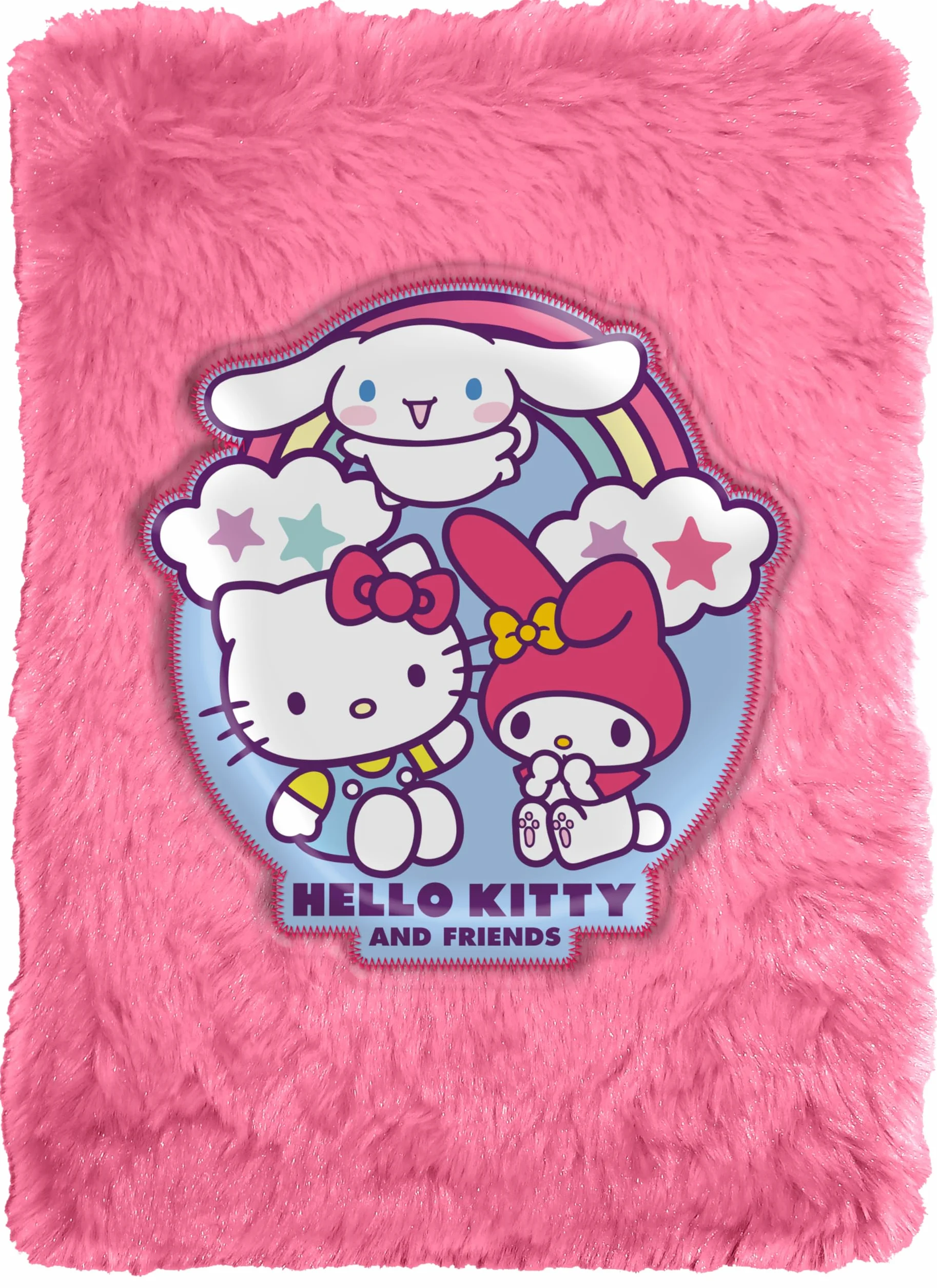 Kids Licensing - Pluszowy notatnik A5 w paski do pisania - miękki notatnik dla dzieci od Hello Kitty & Friends dla dziewczynek, idealny na prezent