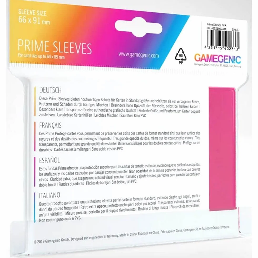 Gamegenic GGS11024ML Prime Sleeves (100-Pack), Pink