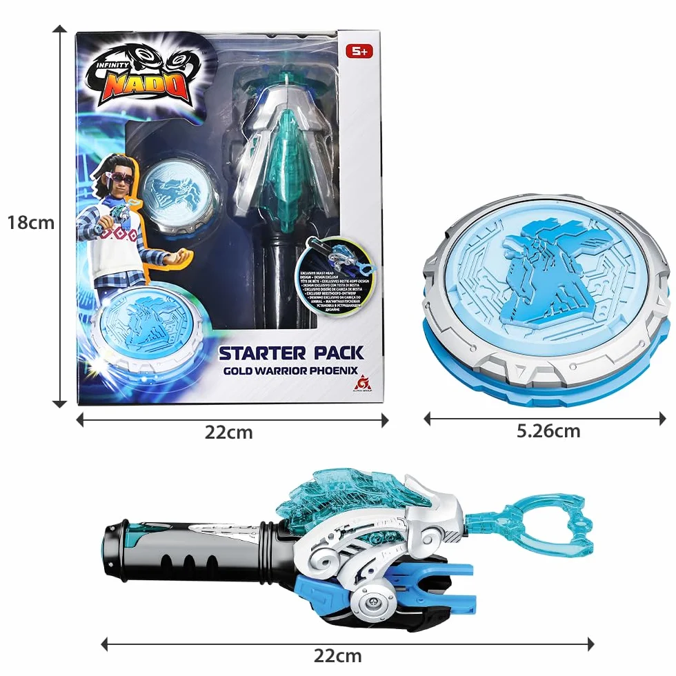 Infinity Nado Beyblade Battle Top, zabawka dla chłopców od 5, 6, 7, 8, 9, 10, 11, 12 lat, złoty wojownik Phoenix