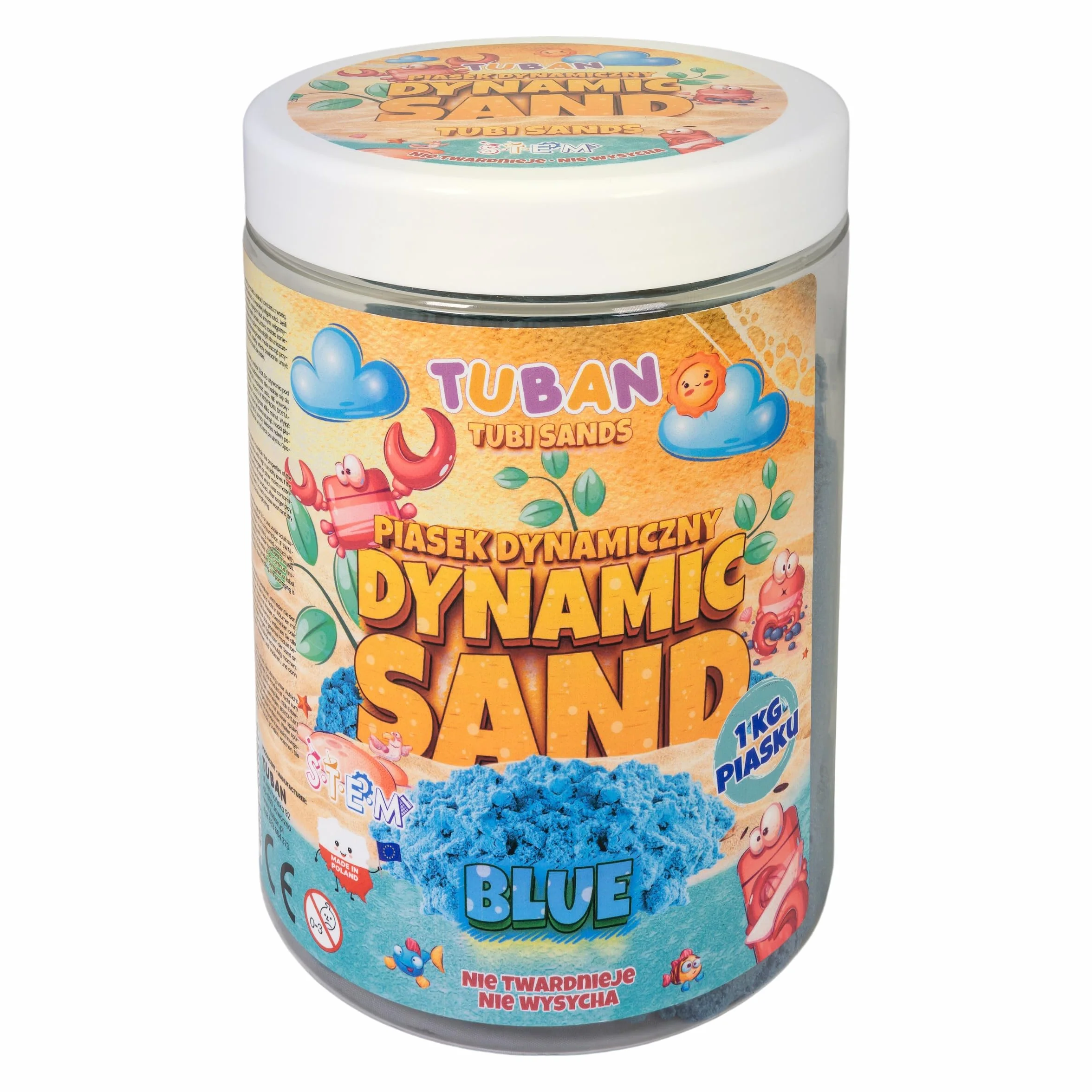 TUBAN Zestaw Piasek Dynamiczny 1kg – 1000 g – Piasek Kinetyczny - Zabawa Piaskiem – Dla Zabawka Dzieci – Ćwiczenia Małej Motoryki – Nie Wysycha - Kolor Niebieski