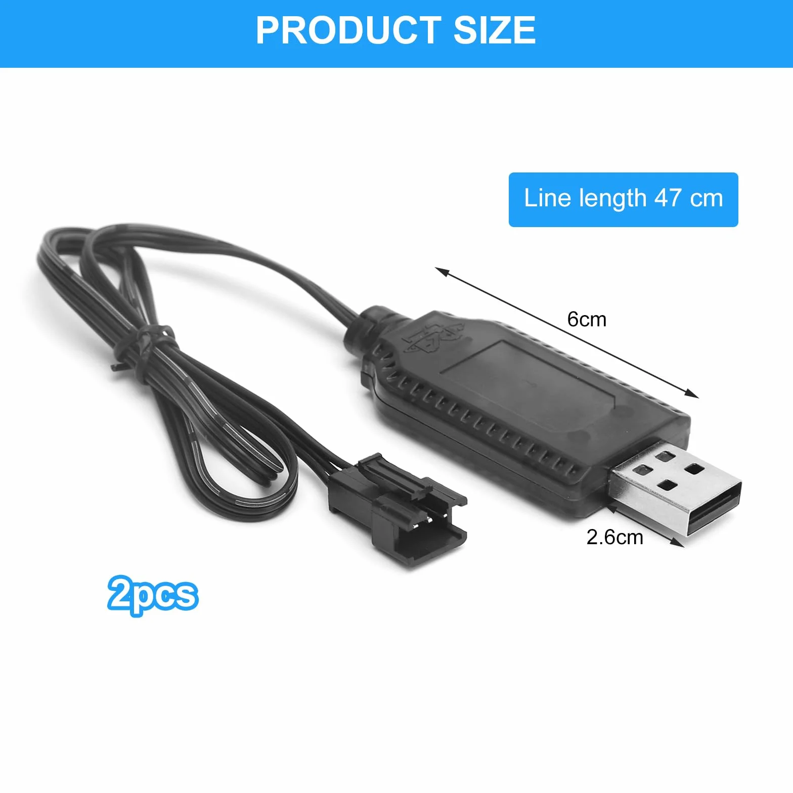 TNSLAND Ładowarka Lipo 7,4 V USB RC z wtyczką SM-3 pin ochrona przed przeładowaniem LED