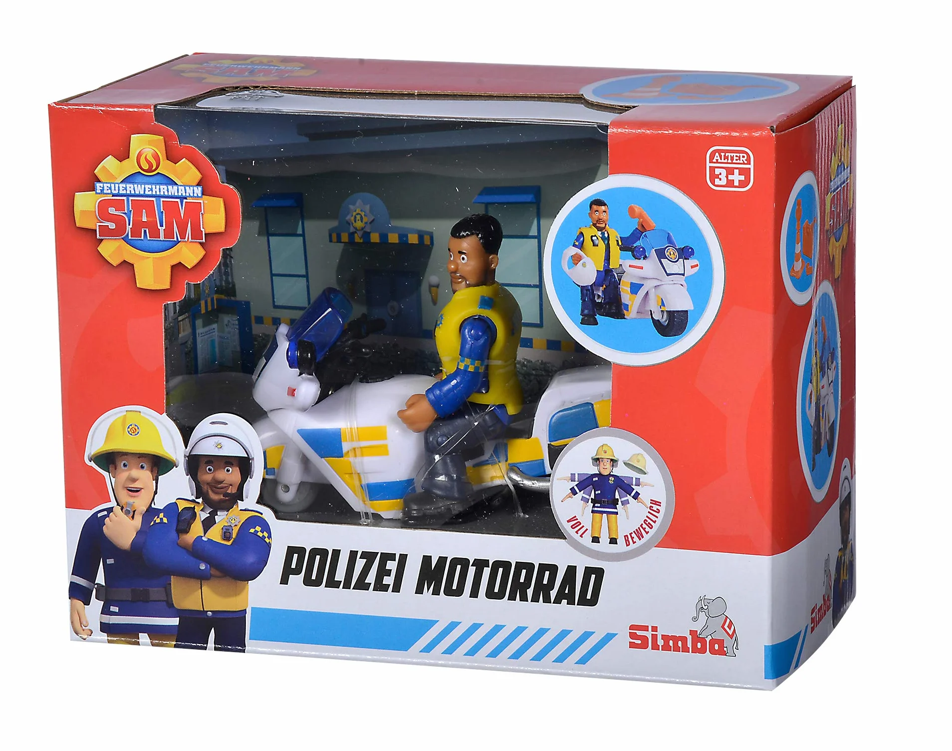 Simba 109251092 – strażak Sam policyjny motocykl, z figurką Malcolma, z akcesoriami, sezon 12, od 3 lat