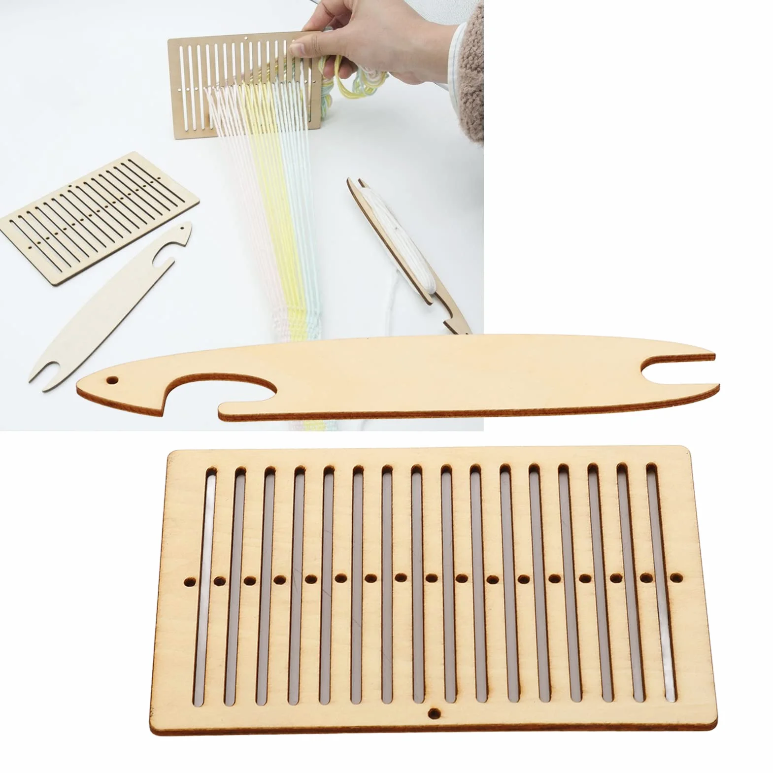 Vvikizy 2 szt. Zestaw krosna tkackiego wahad?owy looms for weaving drewniany pasek do tkactwa, narz?dzia tkackie z wahad?em rigid heddle loom Tkanie dla dzieci