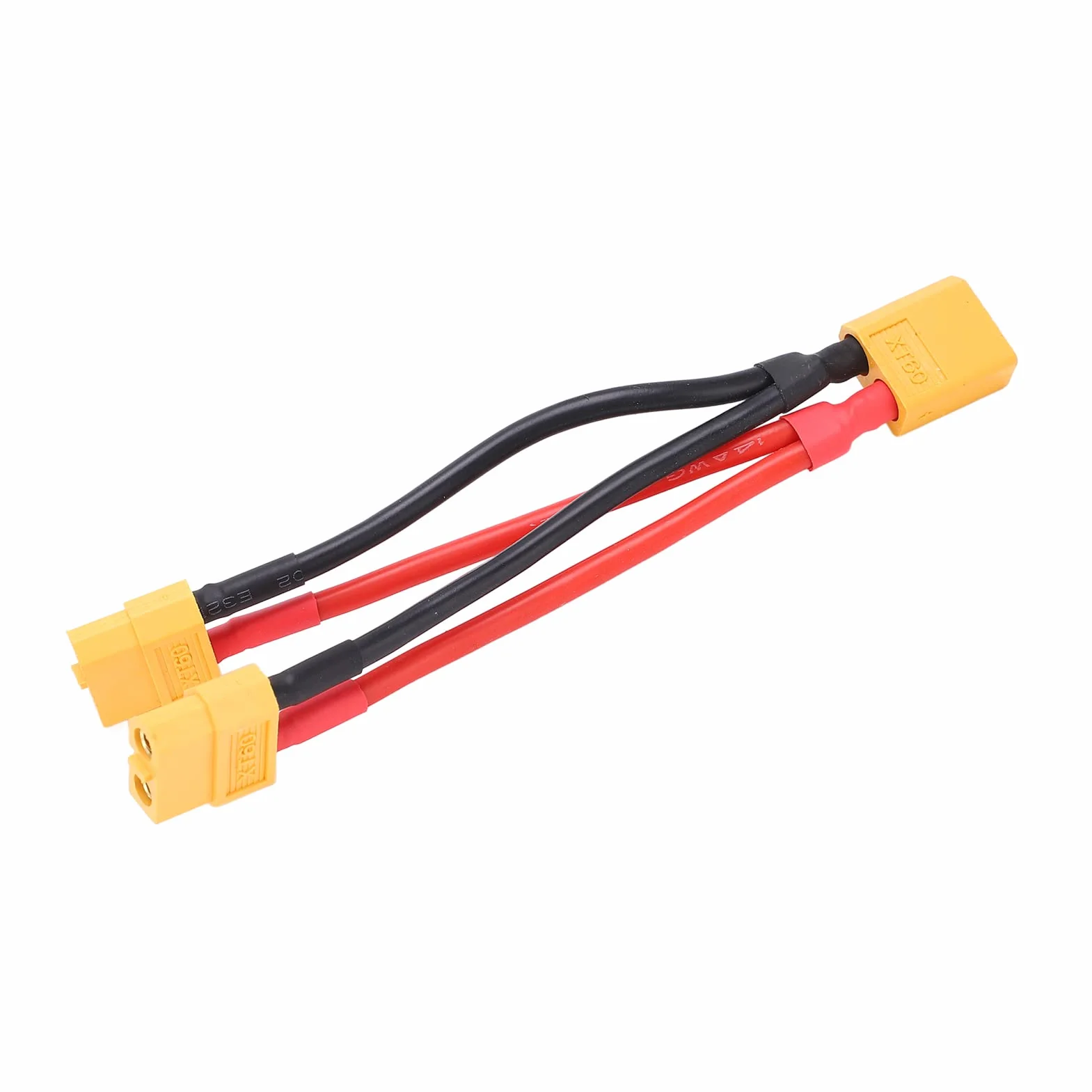 Adapter Kabla Równoległego do Akumulatora RC, 9cm, Wtyk XT60, Podwójny Przedłużacz Y-splitter, 1 Wtyk na 2 Gniazda, Przewód Silikonowy do RC Lipo