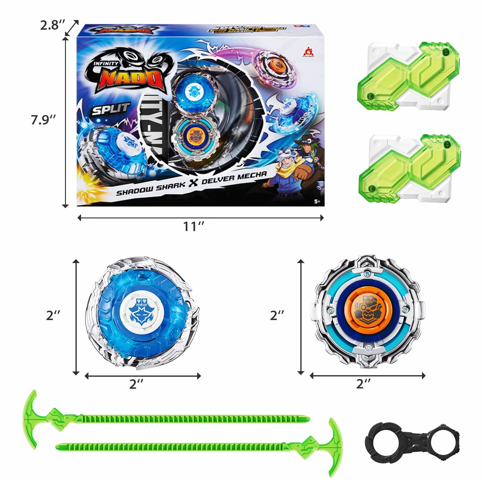 INFINITY NADO Zabawka dla dzieci, metalowa zabawka, topy, bączek, zabawka dla chłopców od 5 lat, Shadow Shark Delver Mecha