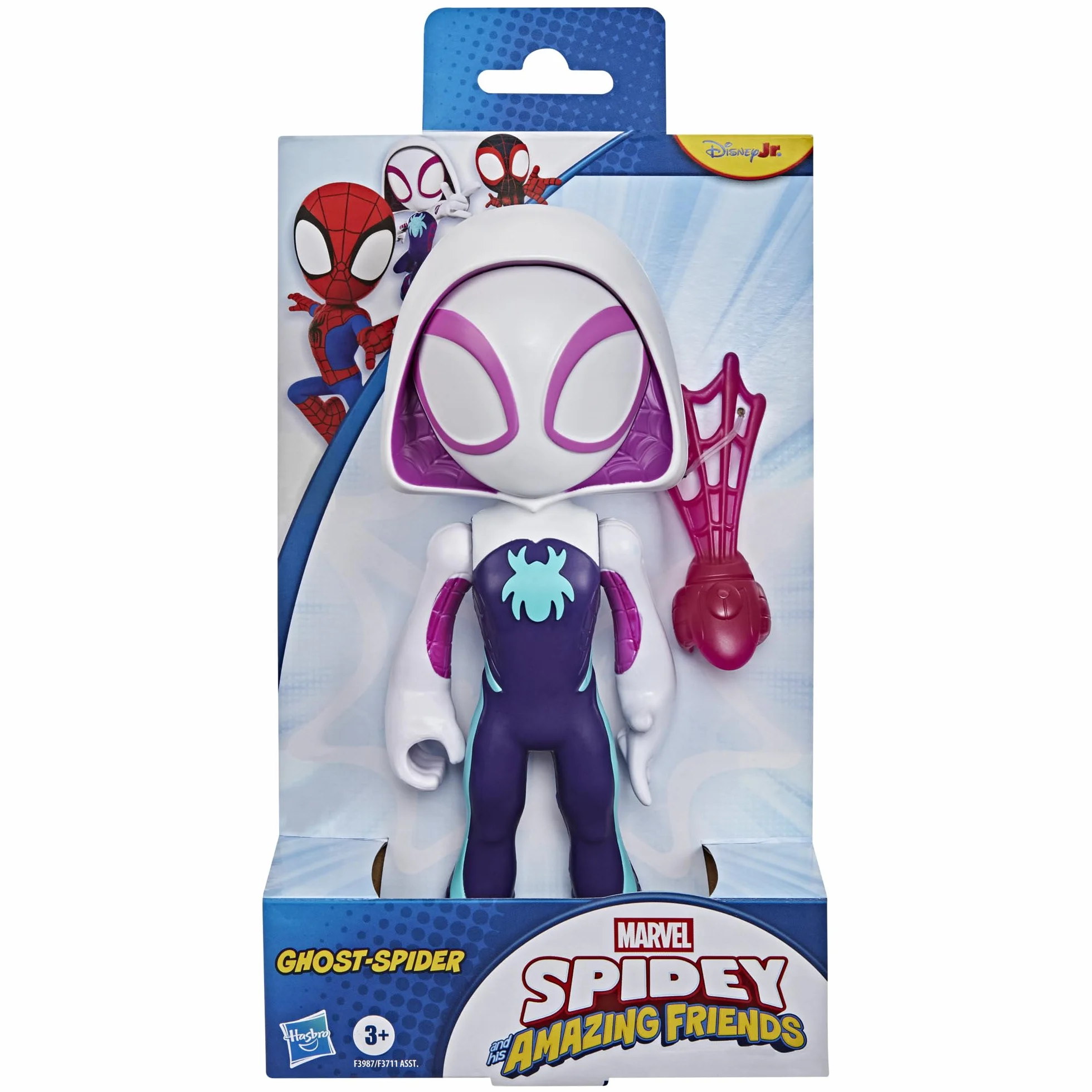 Superwielka figurka Ghost-Spider o wysokości 22,5 cm z serialu ""Spidey i super-kumple"" Marvela, zabawki dla przedszkolaków, zabawki z superbohaterami dla chłopców i dziewczynek w wieku od 3 lat