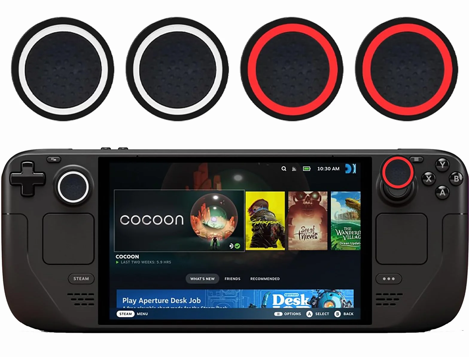 GIOPUEY Nakładki na drążki analogowe joysticka kompatybilne z Steam Deck Oled, 4-pak silikonowych nakładek na kciuki, nakładki na joysticki, etui ochronne, miękkie antypoślizgowe - Czarny/Czerwony+