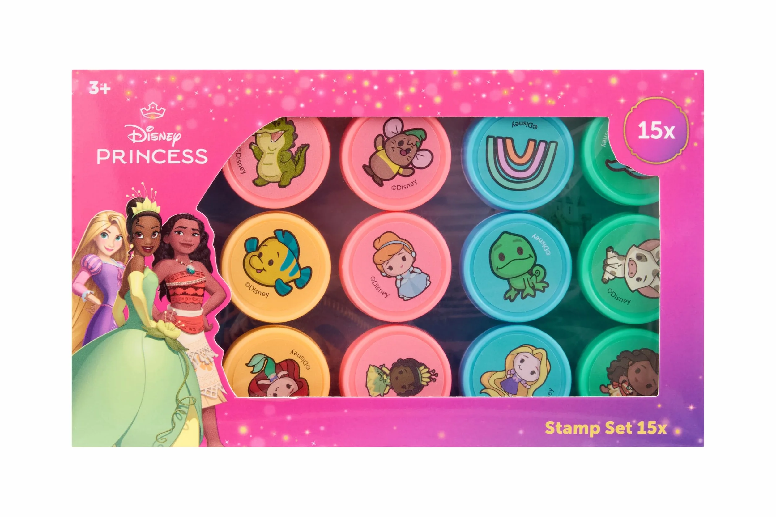Disney Princess zestaw 15 pieczątek dla dzieci Roszpunka, Vaiana i Tiana | Zestaw DIY dla dziewczynek w wieku od 3 lat | Kreatywna zabawka na urodziny dzieci i mały prezent | certyfikat
