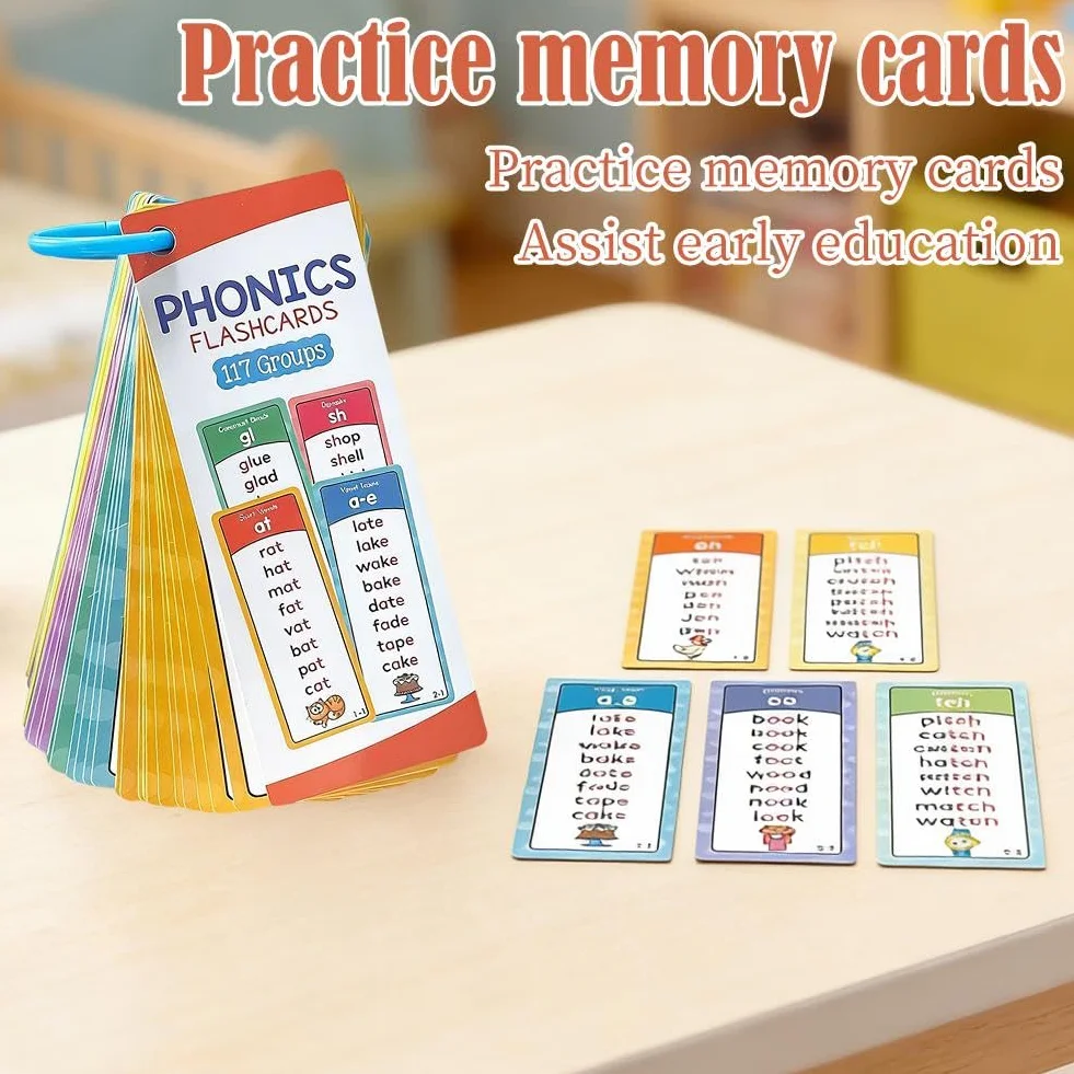 Phonics Flash Cards, karty foniczne, karta pamięci Little Wandle, edukacyjne digrafy do czytania i słowa, fiszki do przedszkola, przedszkola