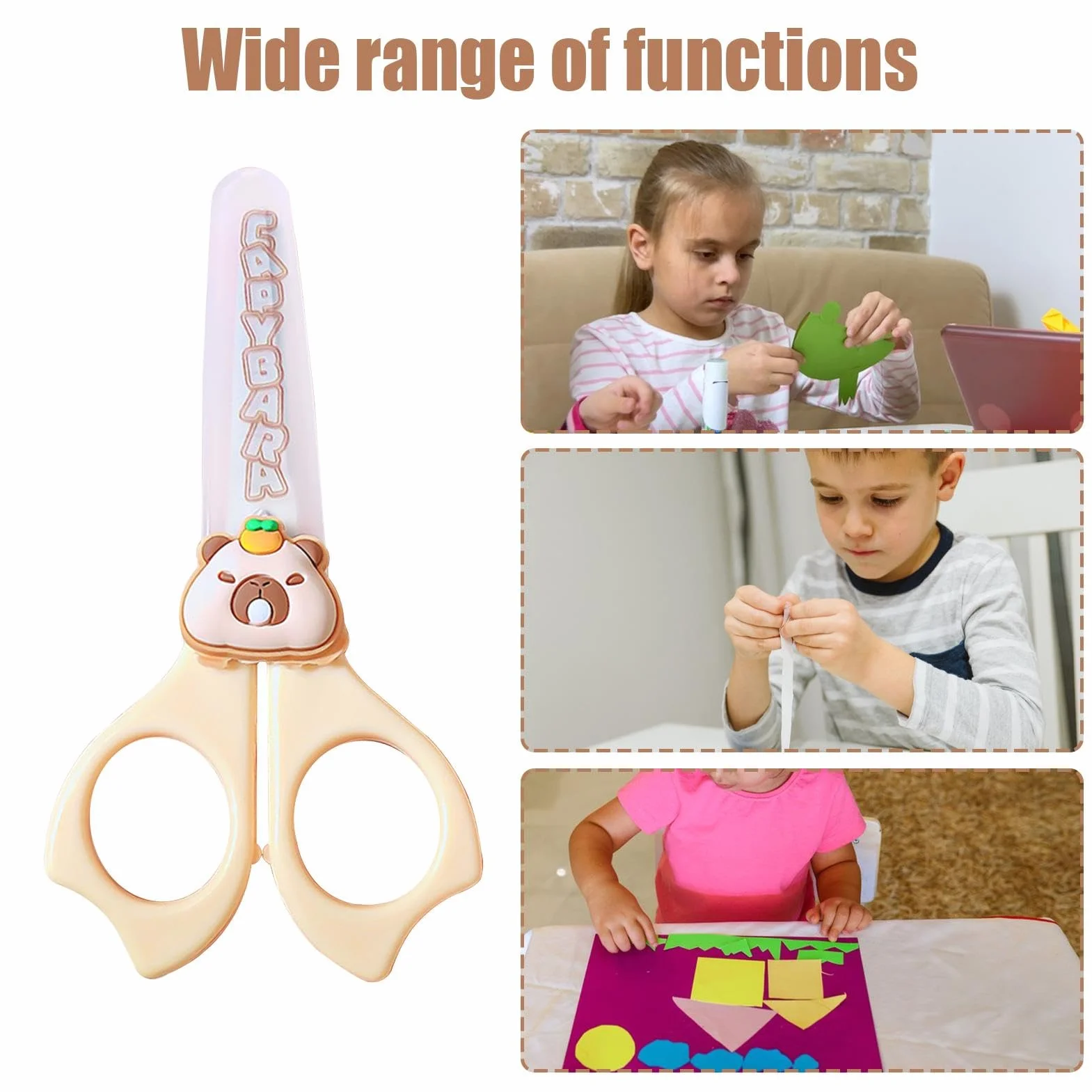 Cute Capybara Scissors, Nożyczki dla dzieci - Cute Capybara Round Tip Bezpieczeństwo Nożyczki do przedszkola | Artykuły do aktywności dla dzieci, torebka antypoślizgowa dla studentów, narzędzia