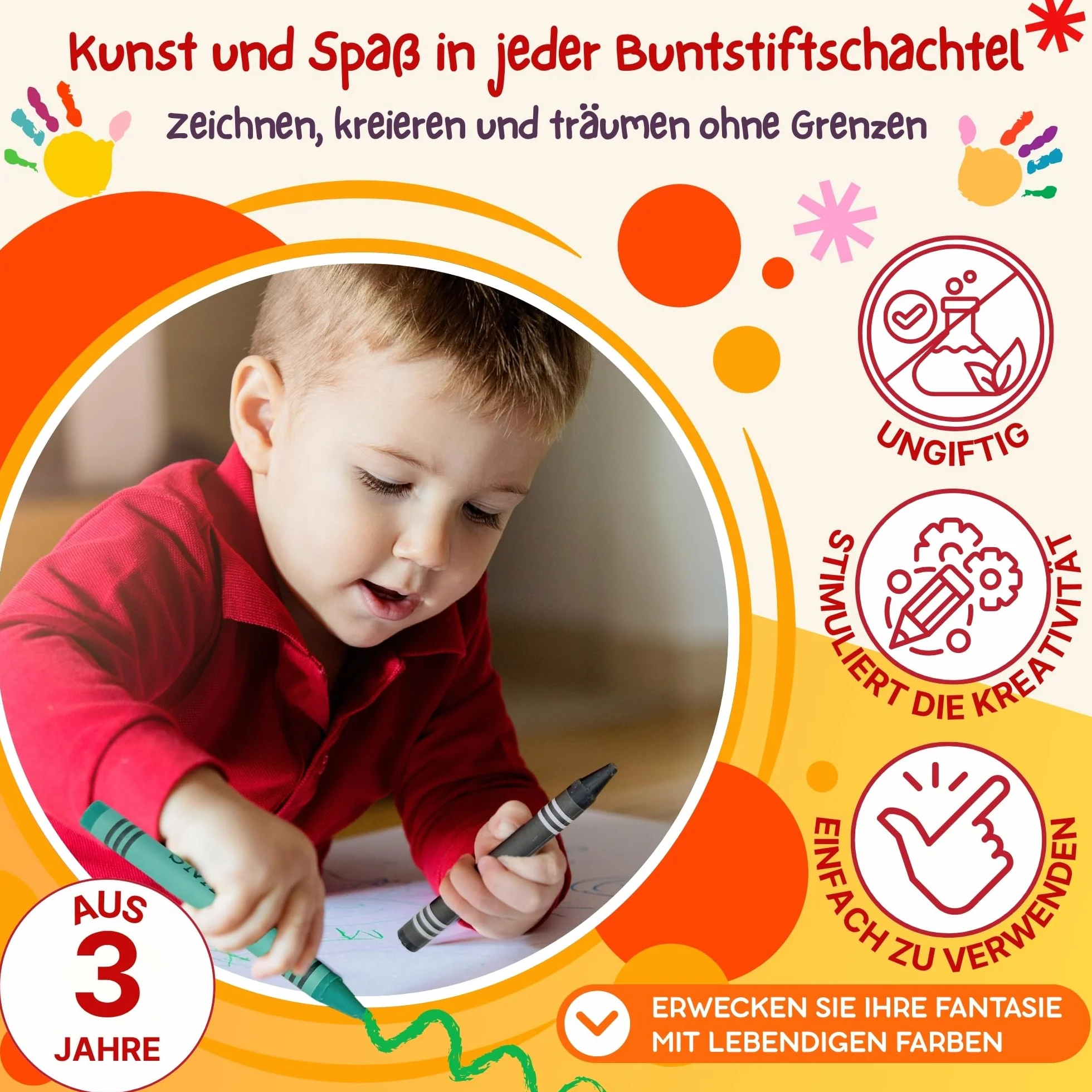 AF® zestaw 150 farb dla dzieci, 25 pudełek na farby dla dzieci, kolorowy wosk na prezent, 6 kolorów wosku na opakowanie, szczegóły uczniów, 25 pudełek z 6 kredkami + szablony do pobrania