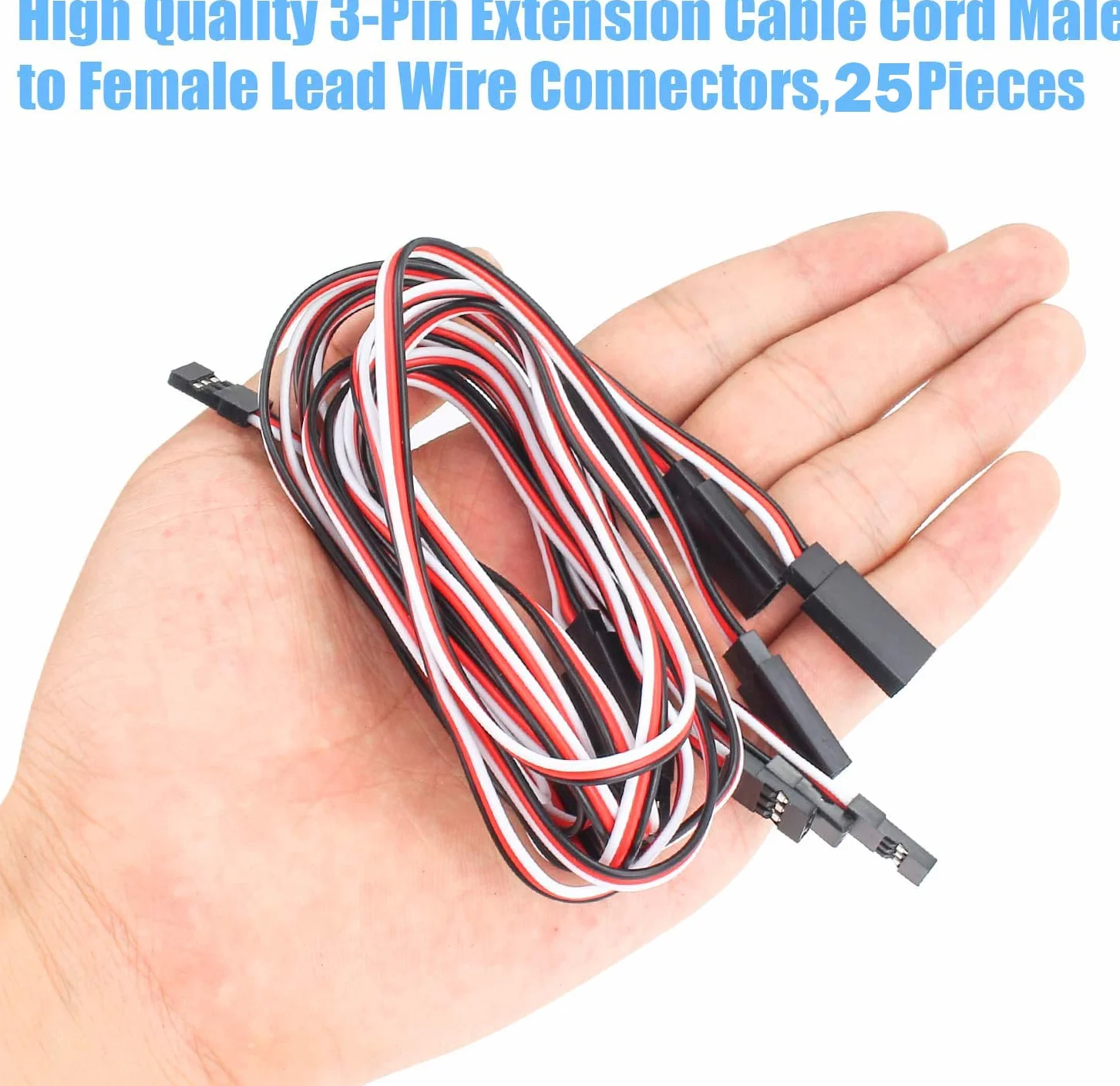 RUNCCI-YUN 25 szt. RC Servo przedłużacz, przedłużacz serwo JR, kabel serwo, kabel serwo 3-pinowy, wtyczka JR, 5 rozmiarów (10 cm, 15 cm, 30 cm, 50 cm i 60 cm)
