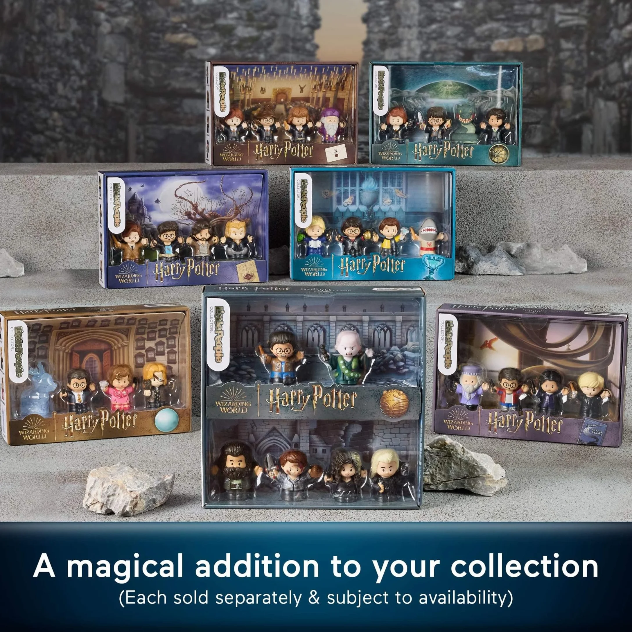 Little People Collector Harry Potter i Więzień Azkabanu 4-pak figurek Zestaw kolekcjonerski z filmu dla fanów i dorosłych, HVG47