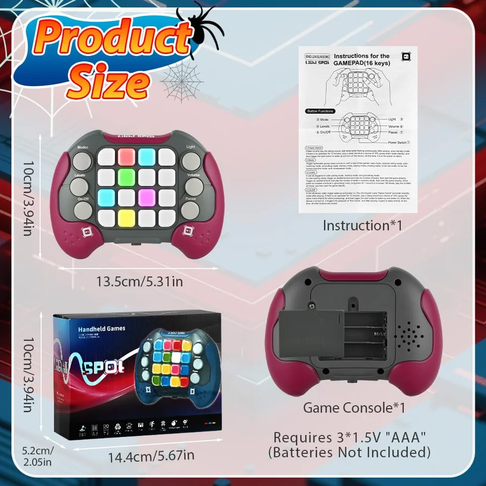 Fidget Toys Quick Push Zabawka dla dzieci i dorosłych, zabawka do zabawy, ręczna gra logiczna, elektroniczna konsola do gier, prezent dla chłopców, dziewcząt, nastolatków (kolor czerwony)