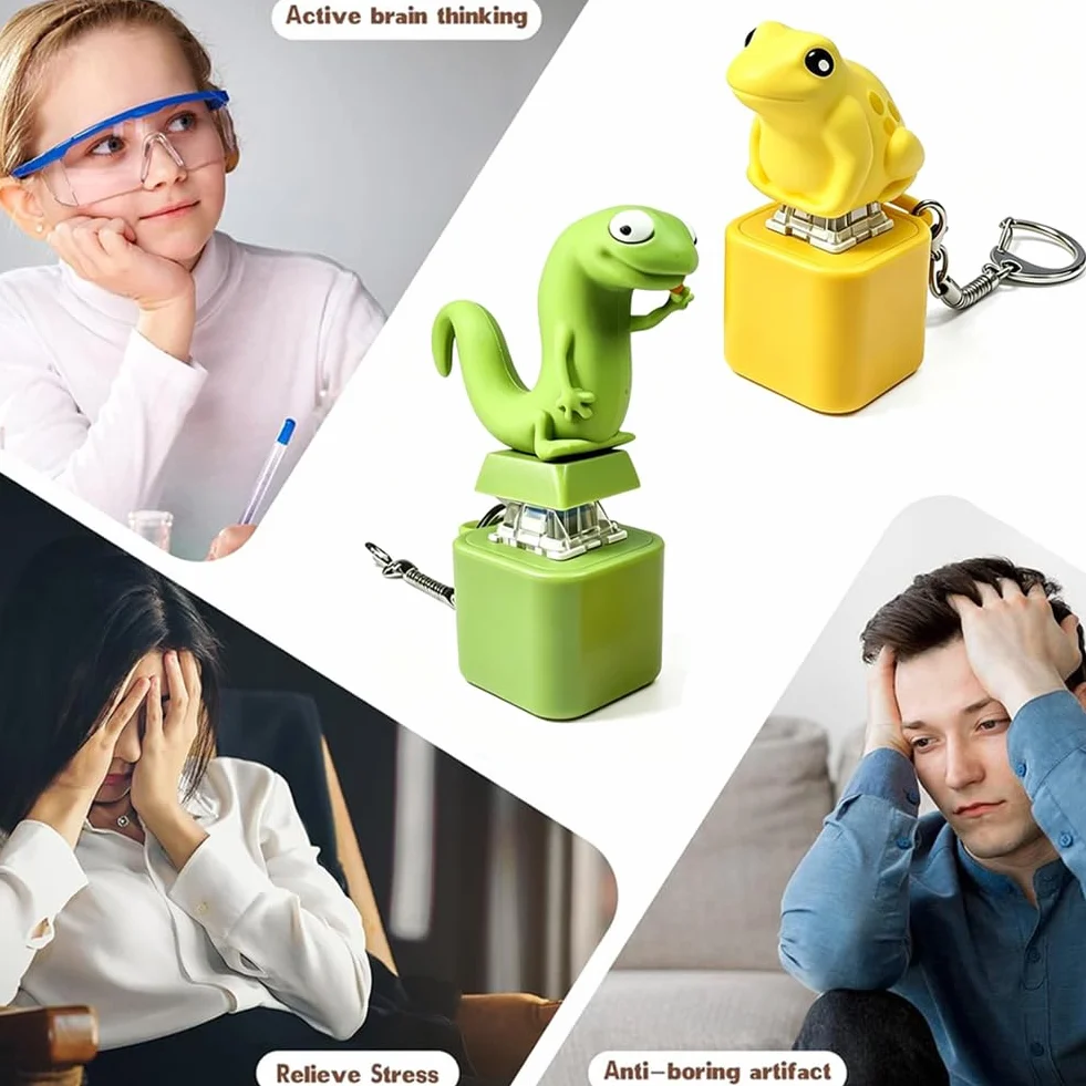 Quacking Jaszczurka Keychain, 2 sztuki żaba Quacking Fidget Toy, jaszczurka Fidget żaba, brelok Fidget, dla młodzieży, dzieci, pracy, szkoły