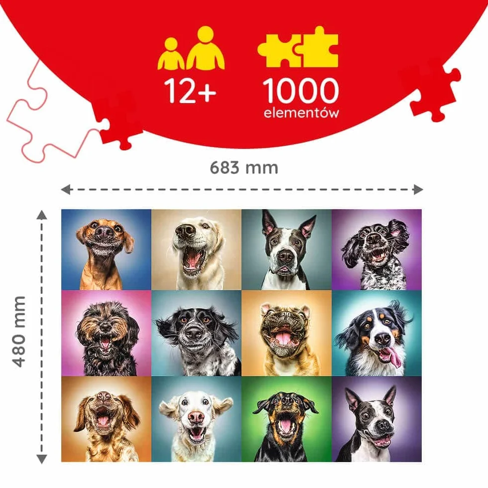 Trefl - Zabawne Psie Portrety - 1000 Elementów, Psy, Śmieszne Psy, Zabawne Psy, Psie Portrety, Układanka DIY, Kreatywna Rozrywka, Prezent, Zabawa, Puzzle Klasyczne dla Dorosłych i Dzieci od 12 Lat
