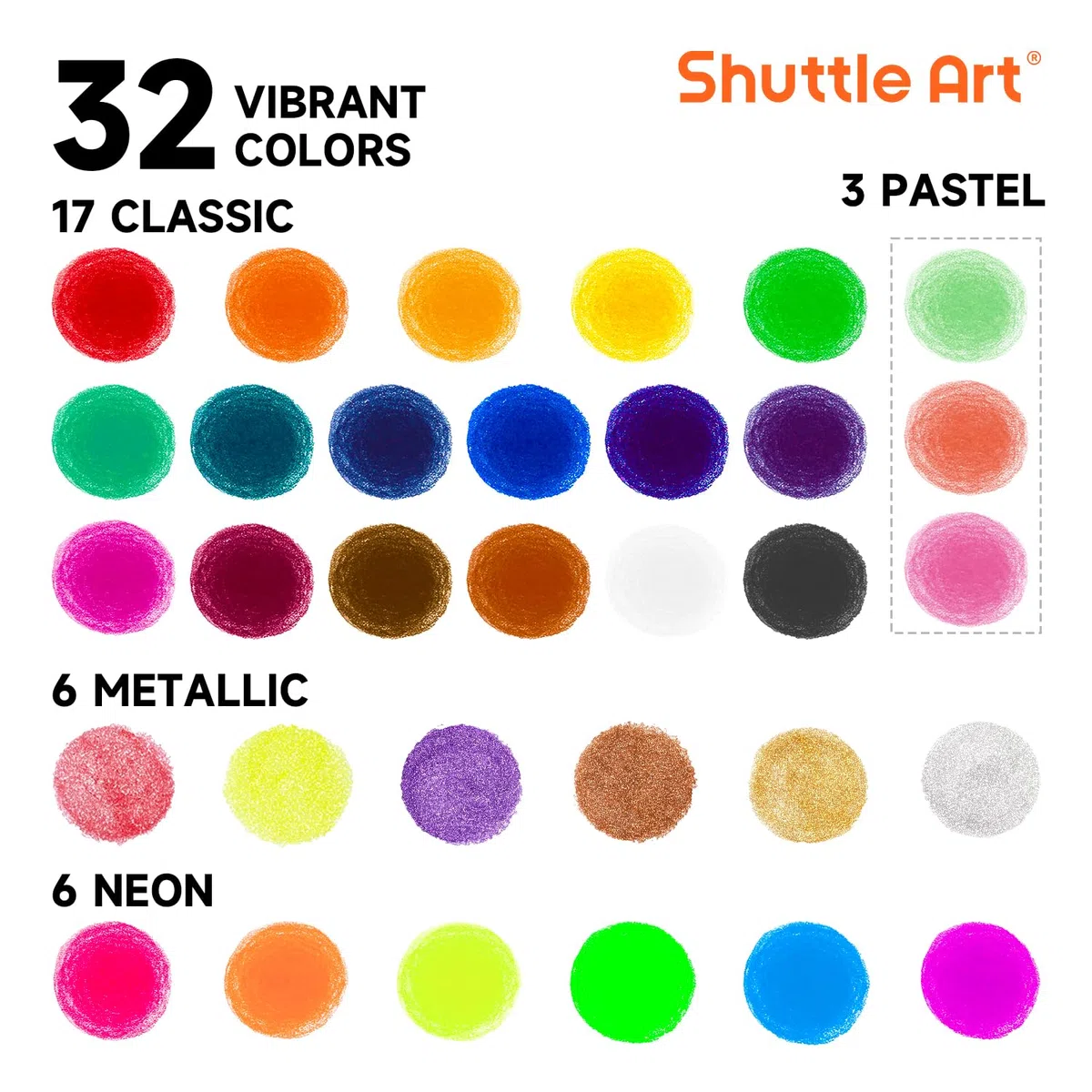 Tempera Paint Sticks, Shuttle Art 32 bunte feste Temperafarben für Kinder, schnell trocknend, können auf Papier, Holz, Glas, Keramik, Leinwand verwendet werden