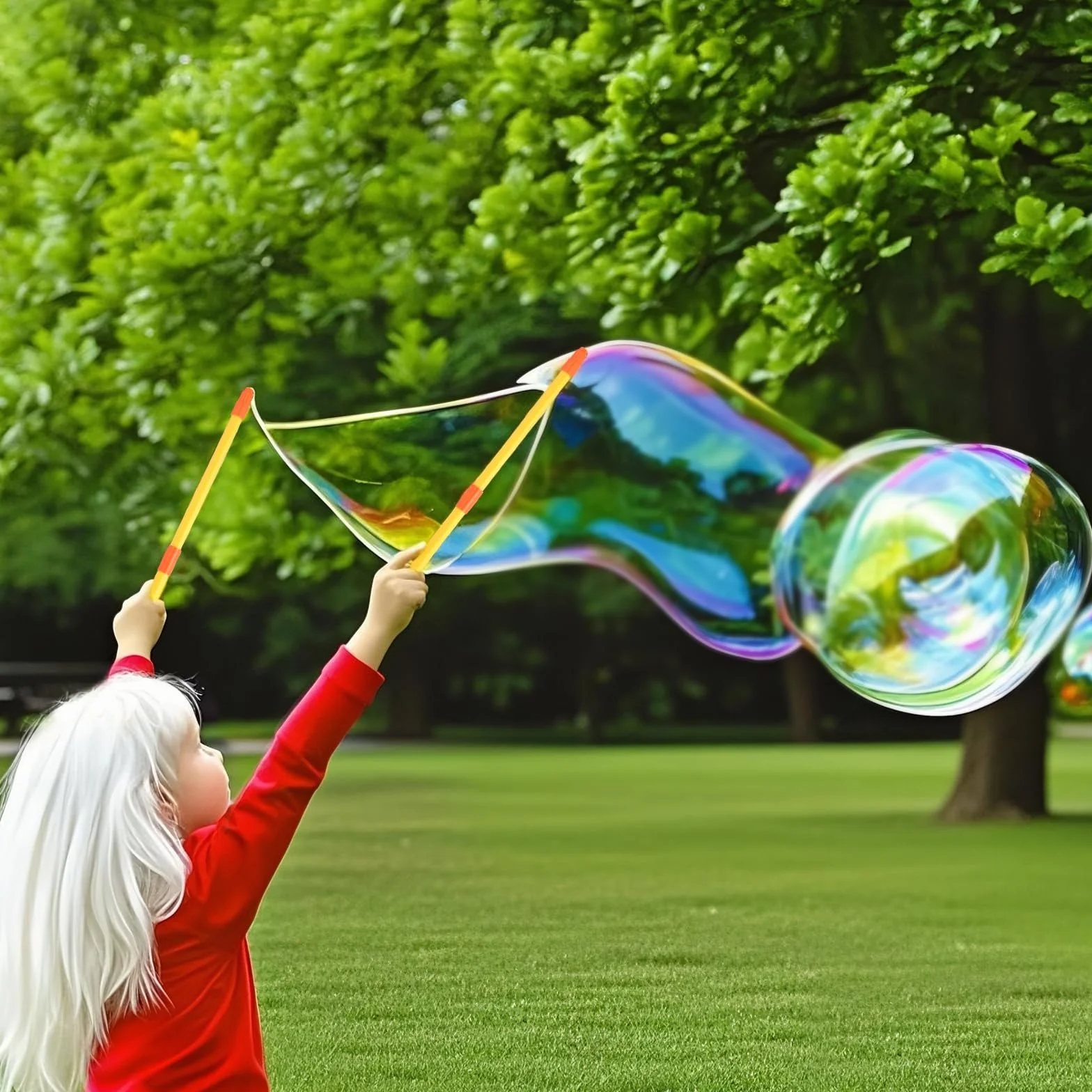 Zestaw Dużych Baniek Mydlanych – 2 Teleskopowe Kijki Lekkie i Przenośne, Trwały Bawełniany Sznurek, Bubble Wand dla Dzieci i Dorosłych, Idealne do Ogrodu, Plaży i Zabawy na Zewnątrz