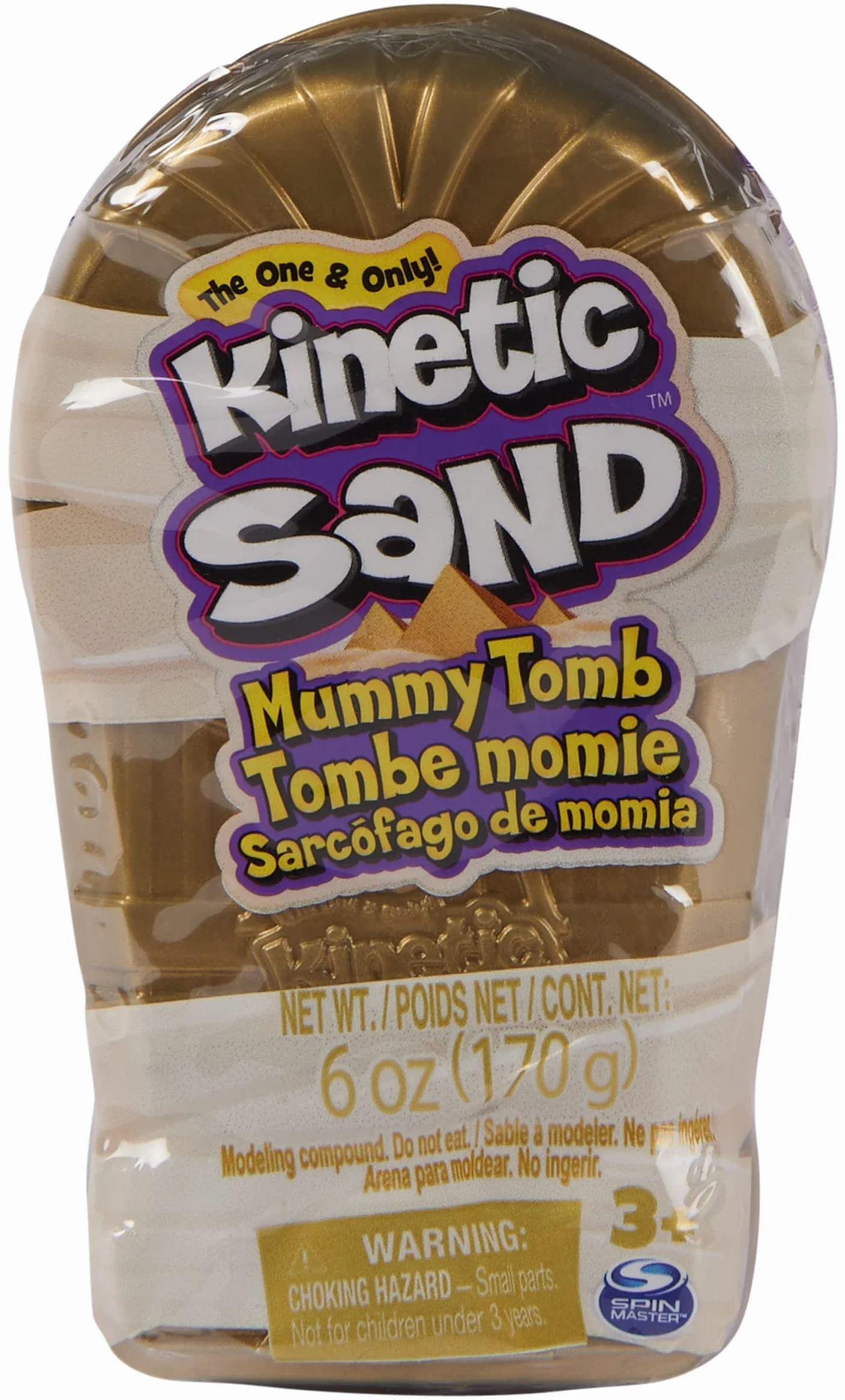 Spin Master Piasek kinetyczny, mini mumia 170 g, magiczny piasek, kinetyczny piasek brązowy, 1 figurka niespodzianka, 2 akcesoria i 3 kamienie szlachetne w zestawie, zabawki dla chłopców i dziewcząt w