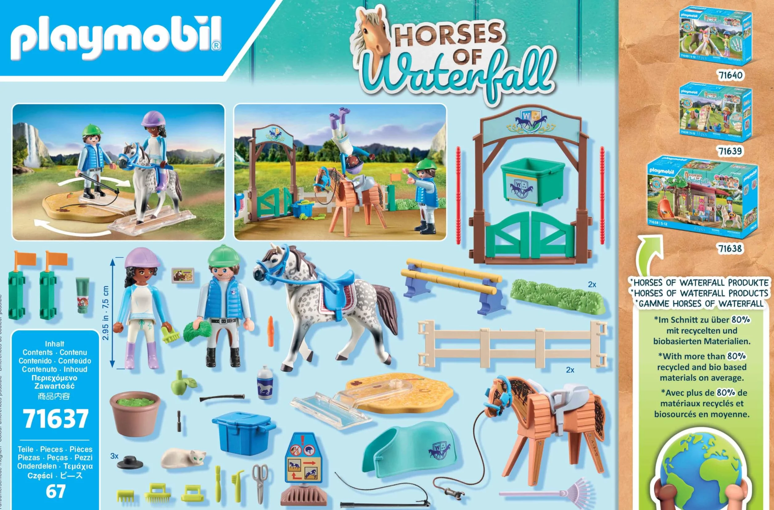PLAYMOBIL Horses of Waterfall 71637 Nowoczesna arena jeździecka, w zestawie znajduje się ruchomy lonżownik, koń oraz różnorodne akcesoria, zestaw odpowiedni dla dzieci od 5 roku życia