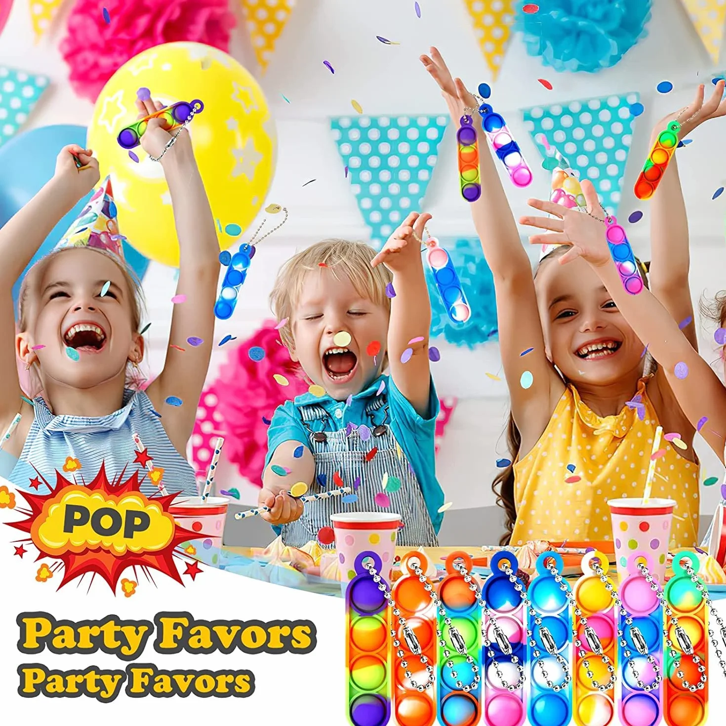 Mini zabawki Pop Fidget, 24 sztuki, mini Pop It Fidget, breloczek do kluczy, mały breloczek Pop Bubble it, antylękowy dla dzieci i dorosłych