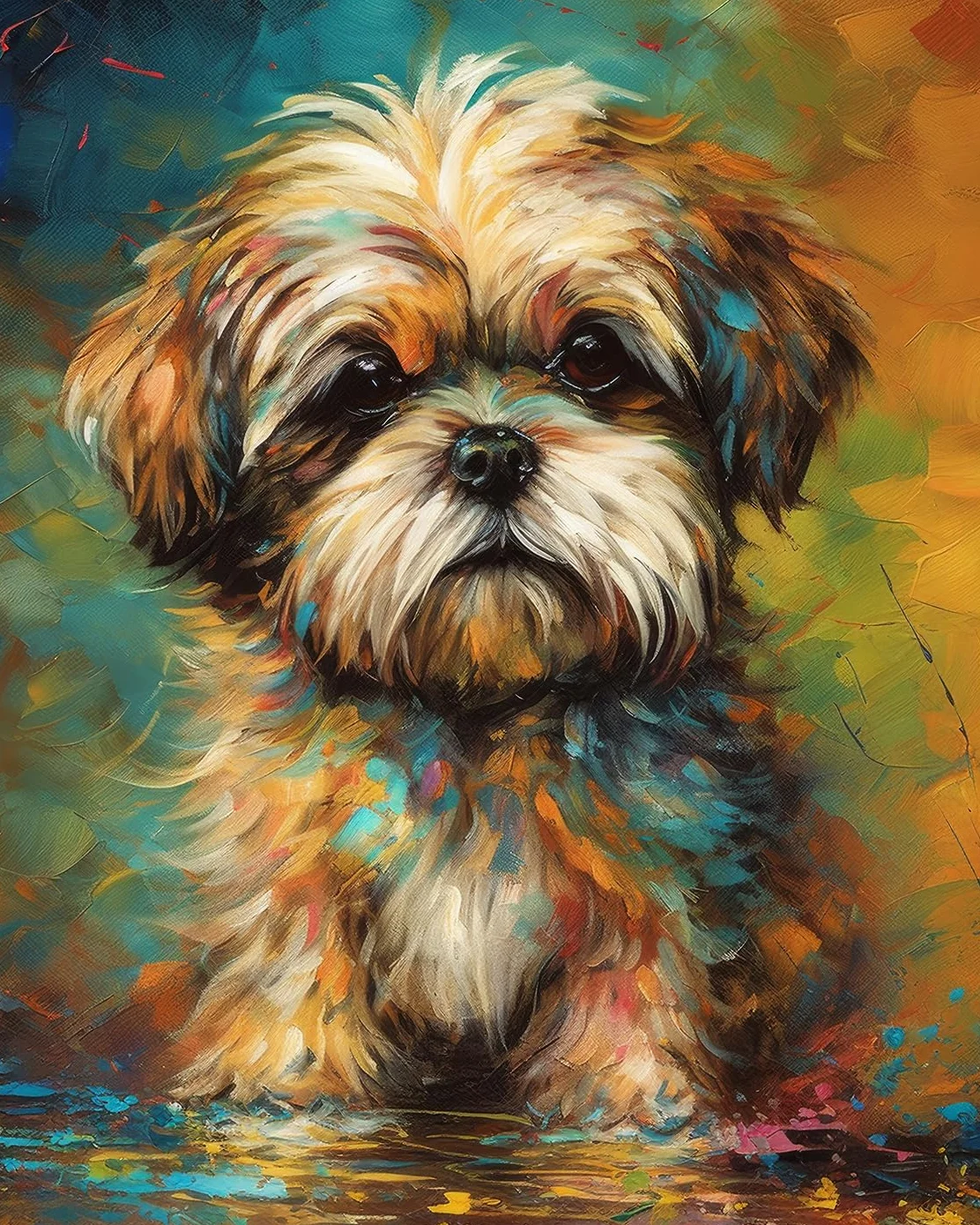 TISHIRON Zestaw do malowania według liczb, psy na płótnie, zestawy do malowania według liczb dla dorosłych, pies Shih Tzu, zestawy do malowania według liczb dla dzieci, zestawy do malowania według