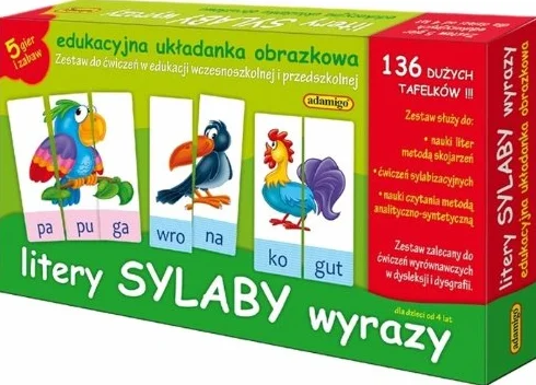 Litery sylaby wyrazy edukacyjna ukladanka obrazkowa