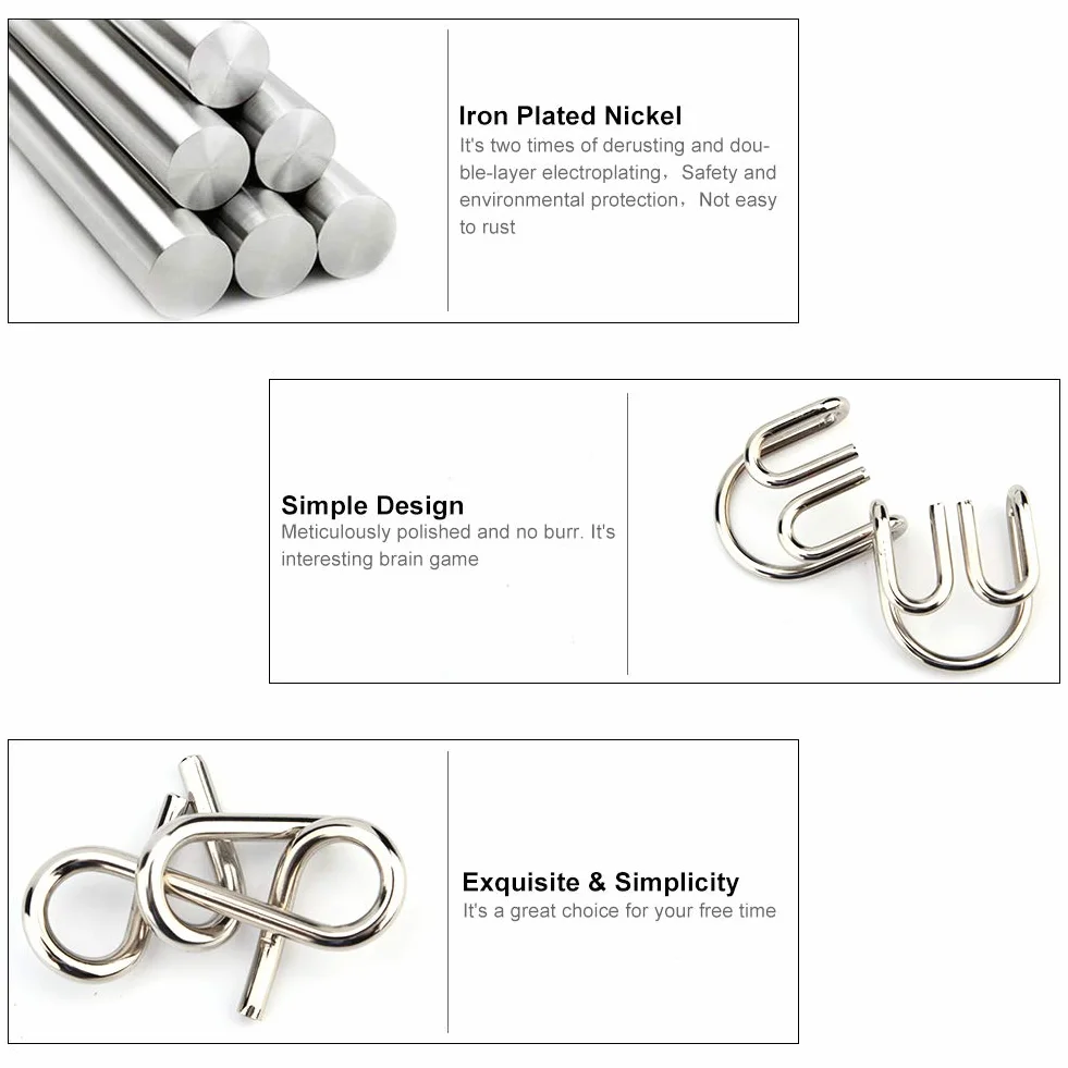 Puzzle z Drutu Metalowego, 20 szt. Zestaw łamigłówek z Drutu Metalowego Puzzle IQ Trening Umysłu Zabawki Edukacyjne Prezenty Urodzinowe dla Dzieci