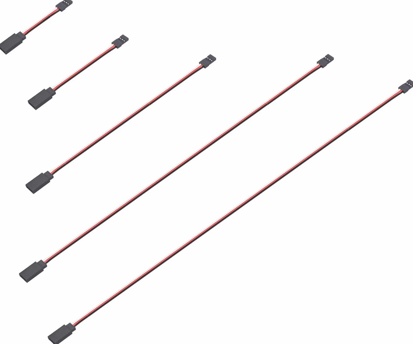 GTIWUNG 30 x przedłużacz serwomechanizmu w stylu JR, kable serwo, 3-pinowy przedłużacz 22AWG 60 rdzeni męski na żeński Futaba JR do pilota zdalnego sterowania, 5 rozmiarów, po 6 szt