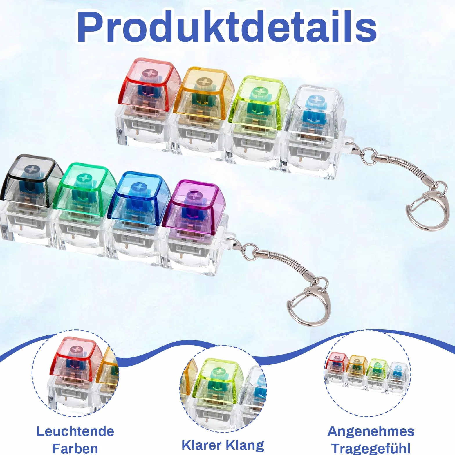 Zestaw 2 sztuk fidget toys dla dorosłych, fidget toys klawiatura Fidget Toy Keychain Keychain, redukcja stresu, dla dorosłych, kliker, klawiatura, breloczek do kluczy