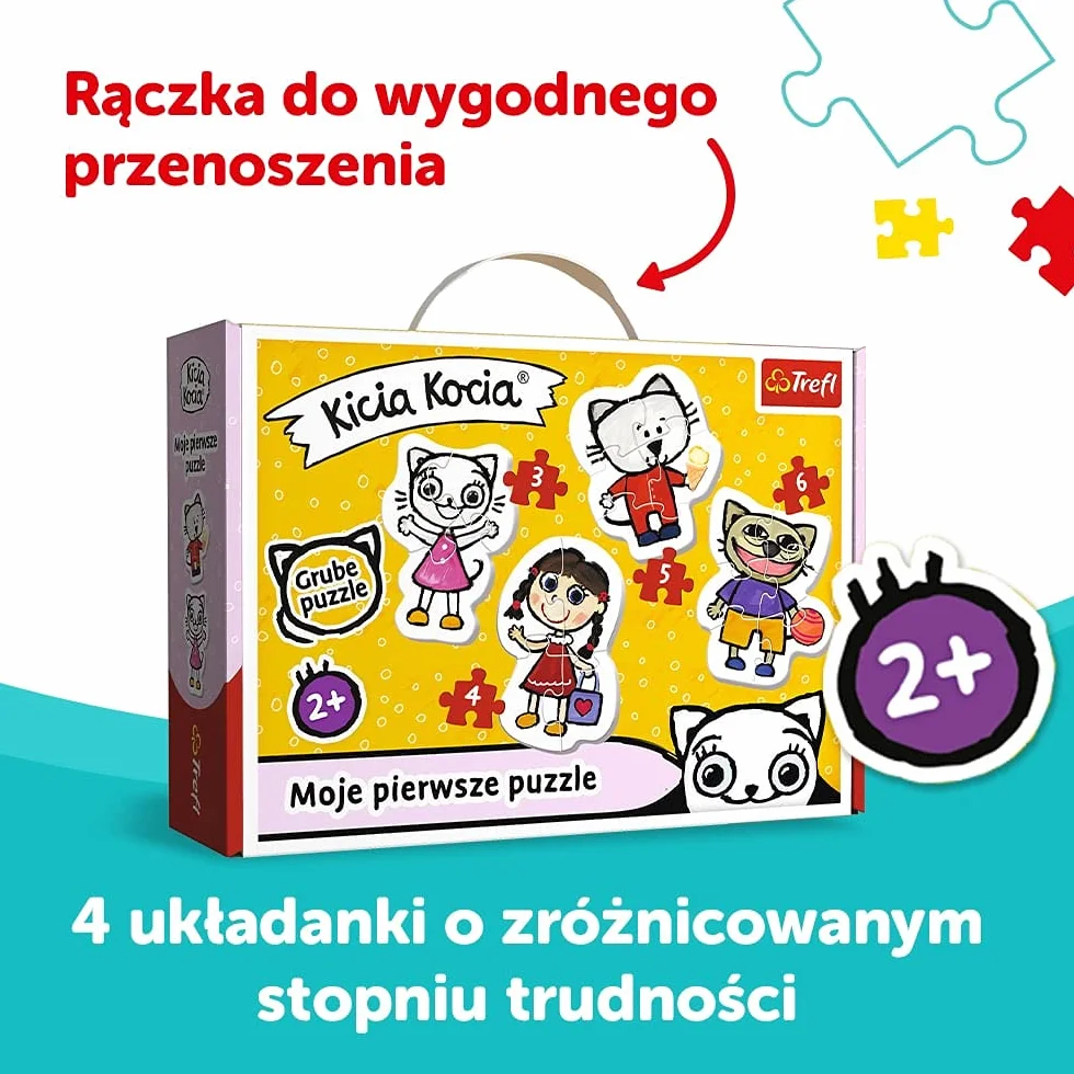 Trefl Wesoła Kicia Kocia Puzzle 4 w 1 Baby Classic z Grubego Kartonu dla Dzieci od 2 lat