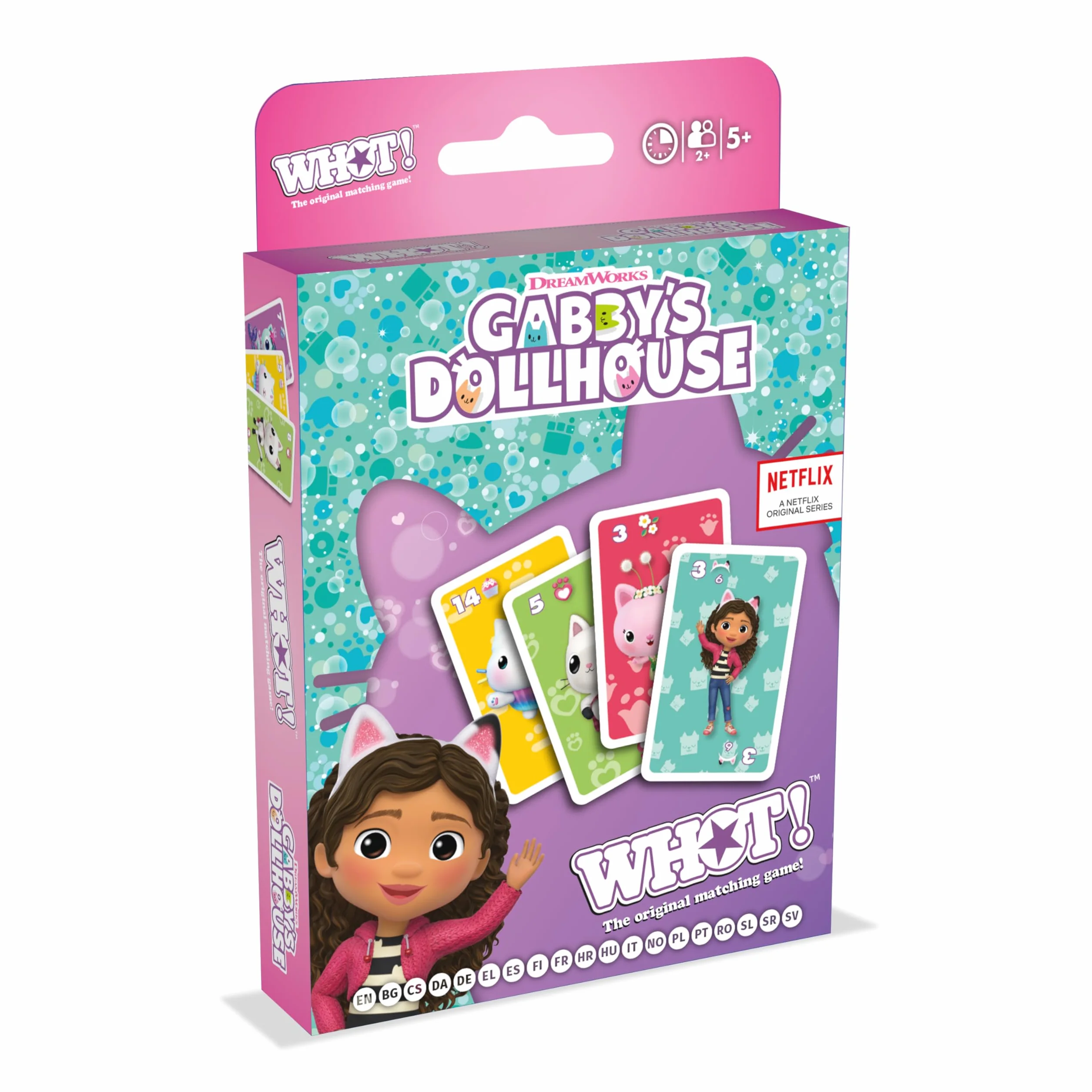 Waddingtons Number 1 Gabby's Dollhouse WHOT! - Gra Karciana na Dopasowywanie dla Dzieci od 5 lat, dla 2-6 graczy Dopasowywanie Kart i Spostrzegawczość - Prezent dla Dziecka od 5 lat