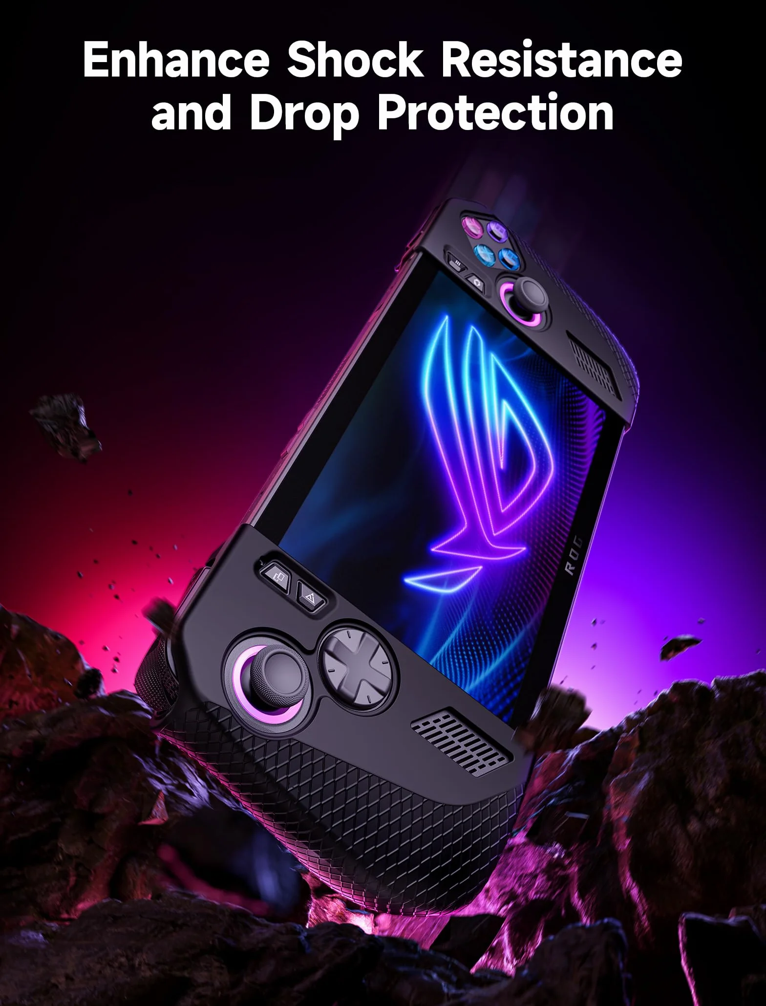 JSAUX Silikonowe etui ochronne kompatybilne z ROG Ally X, ROG Ally X Grip Skin, akcesoria - zestaw silikonowych rękawów (jeden lewy i jeden prawy) - PC0113 czarny