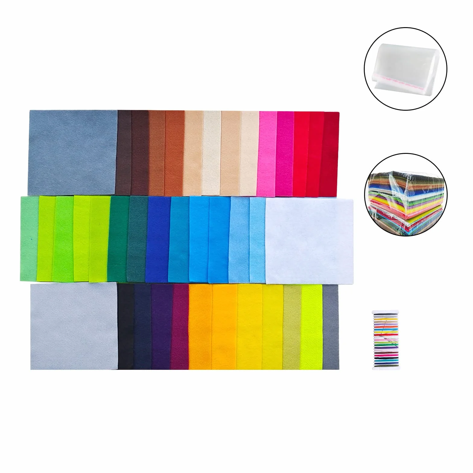 Filc rzemieślniczy, arkusz filcu 40 kolorów, miękki materiał filcowy do szycia, filc rzemieślniczy do dekoracji DIY i projektów imprez dla dzieci (15x15cm)