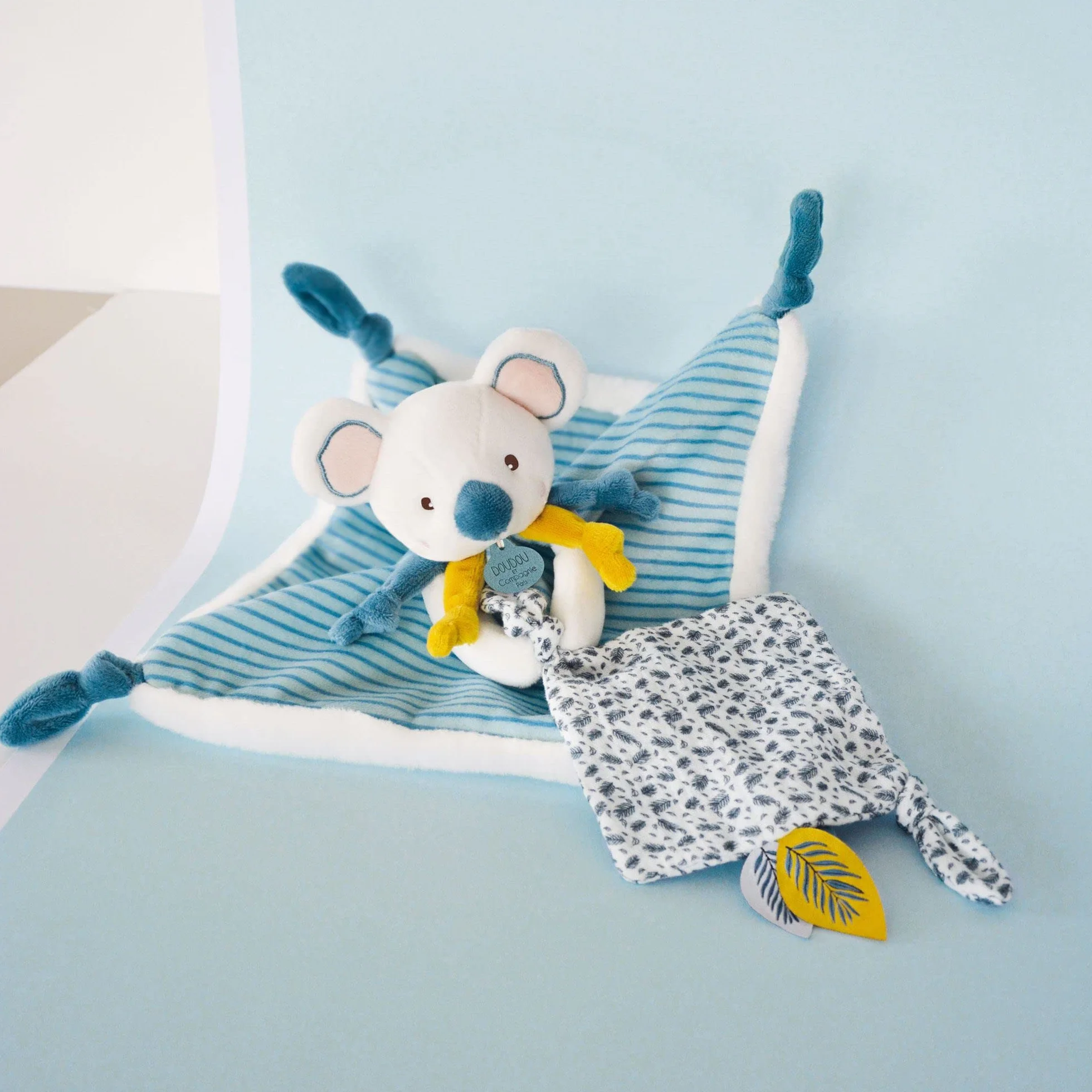 Doudou et Compagnie DC3668 Ręcznik Koala, płaski, 25 cm, niebieski