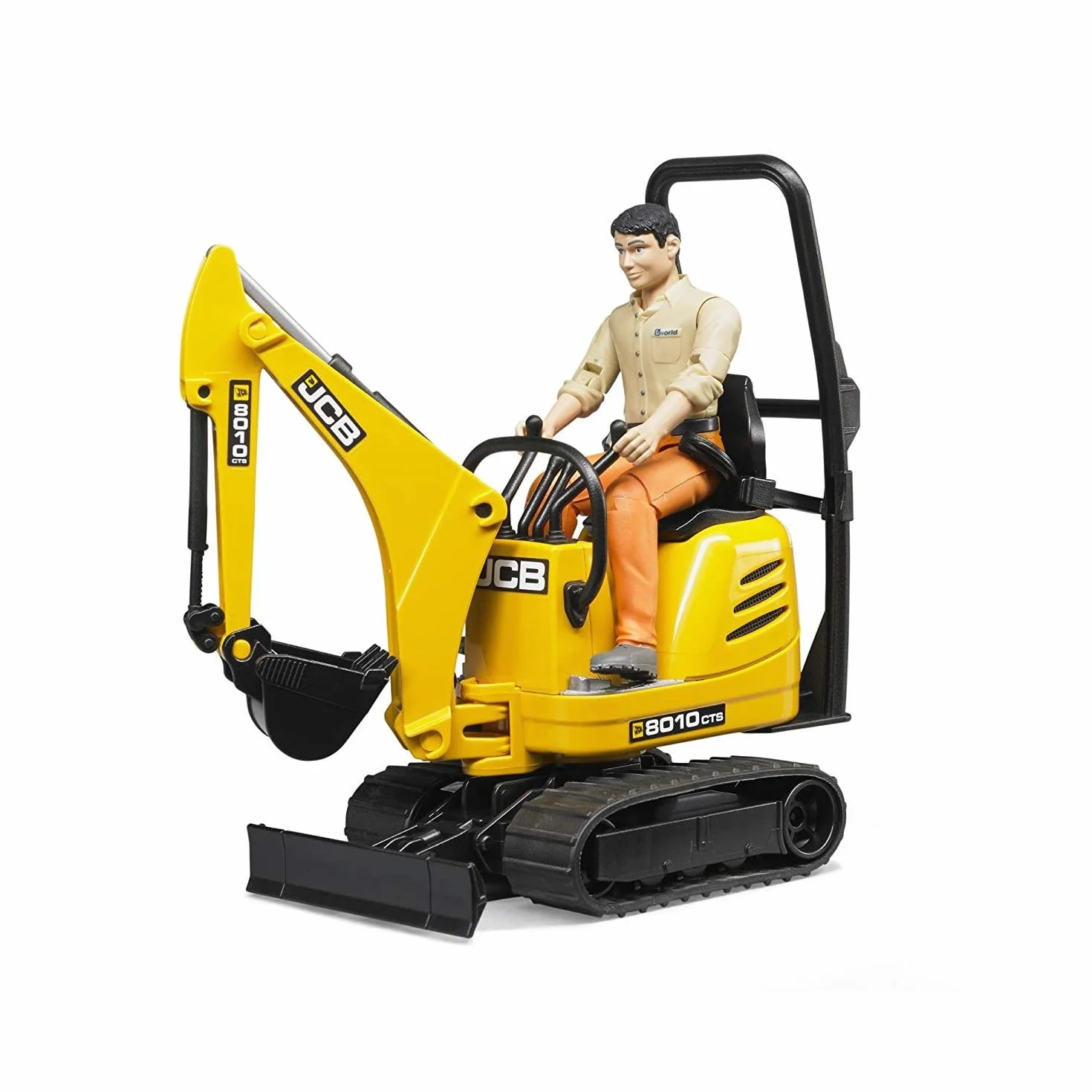 bruder 62002 - JCB mikrokoparka 8010 Cts z pracownikami budowlanymi - 1:16 pojazd budowlany koparka z łyżeczkami minikoparka robotnik bworld maszyna budowlana figurka zabawkowa