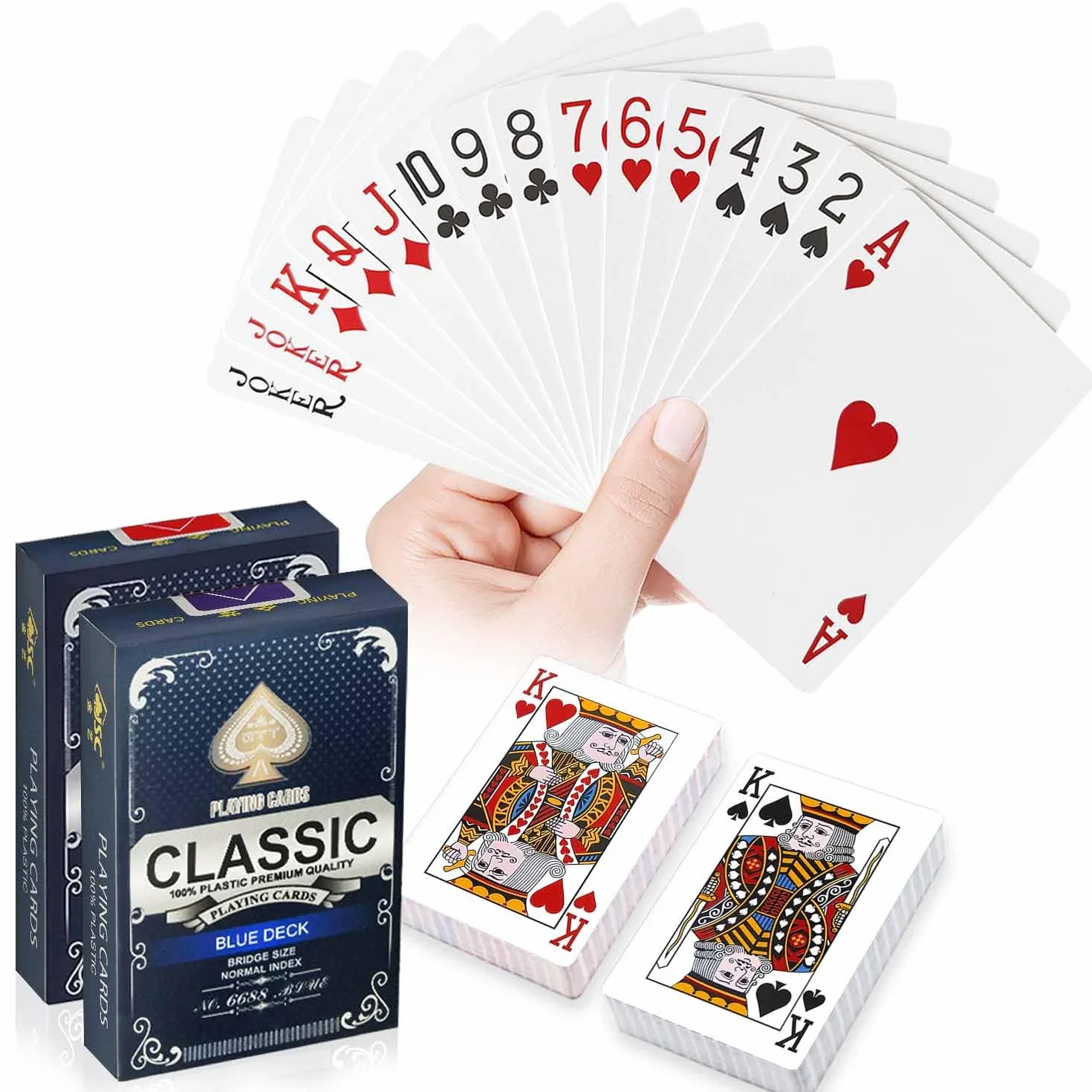Plastikowe Wodoodporne Karty do Gry, 2 Talie, Czerwone i Niebieskie, Profesjonalne Karty do Pokera Premium, Karty Mostkowe, Standardowy Indeks do Blackjacka, Gry Karcianej Canasta
