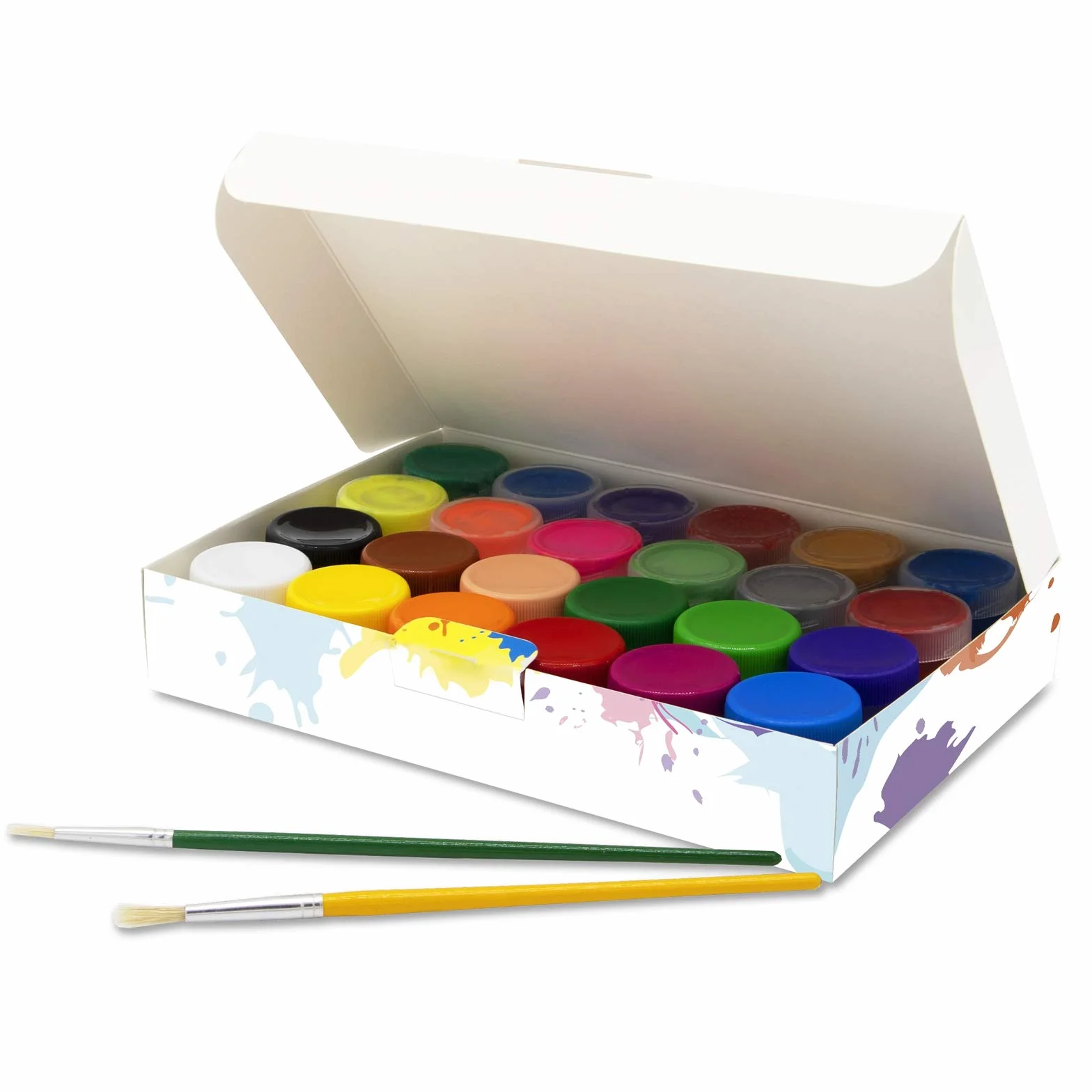 Creative Deco Zestaw Farb Plakatowych | 20 ml x 24 Kolorów | Nietoksyczne | Podstawowe, Neonowe, Brokatowe, Metaliczne i Intensywne Kolory | Idealne dla Dzieci, Studentów, Artystów, Pasjonatów Sztuki