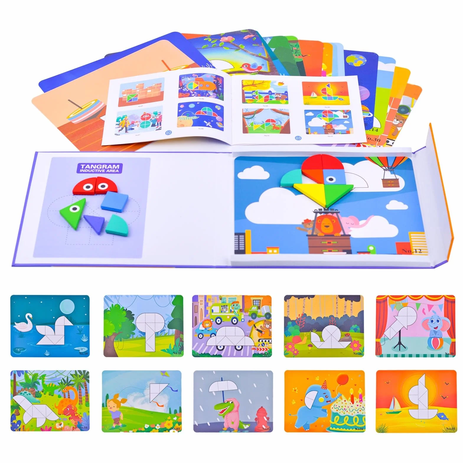Zabawka Montessori 1 2 3 Lata, Tangram Magnetyczny, Magnetyczna Układanka, Gry Edukacyjne od 3 Lat, Drewniana Zabawka od 1 Roku, Prezent dla Dzieci 1–3 Lata Chłopcy Dziewczynki