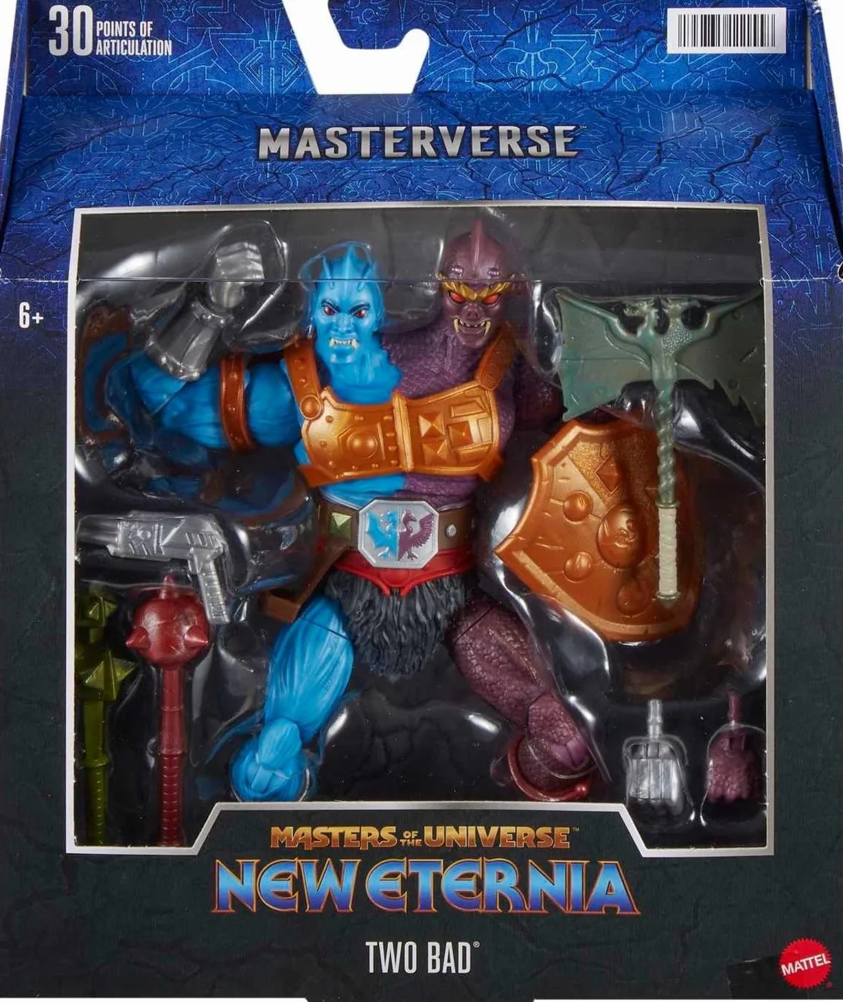 Masters of the Universe Masterverse Two-Bad Kolekcjonerska figurka z punktami zgięcia, akcesoriami bojowymi i wymiennymi dłońmi, zabawki MOTU na prezent HLB59